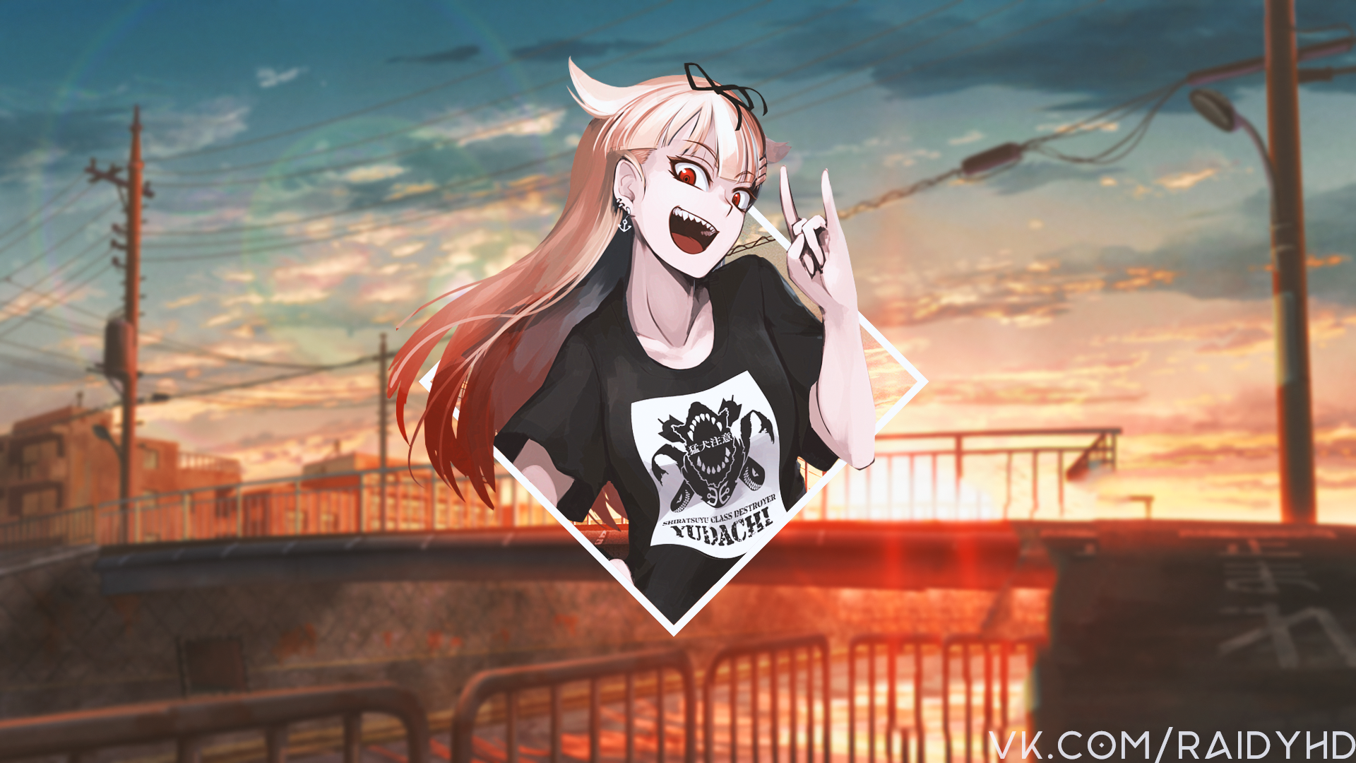 anime girls, anime, picture-in-picture, Yuudachi (KanColle), Kantai Collection, HD Wallpaper