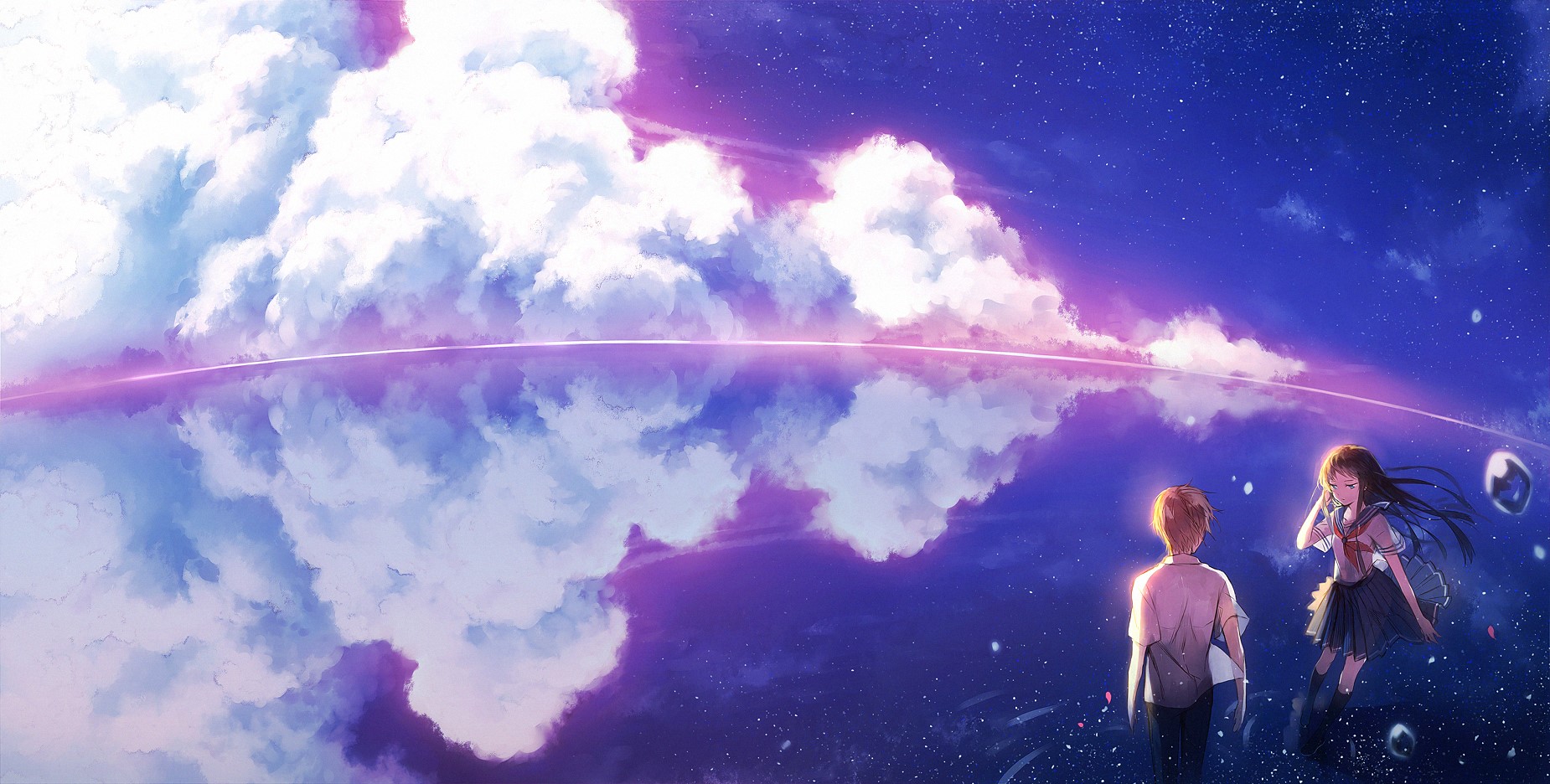 Girls Avenue, anime girls, sky, clouds, anime, HD Wallpaper