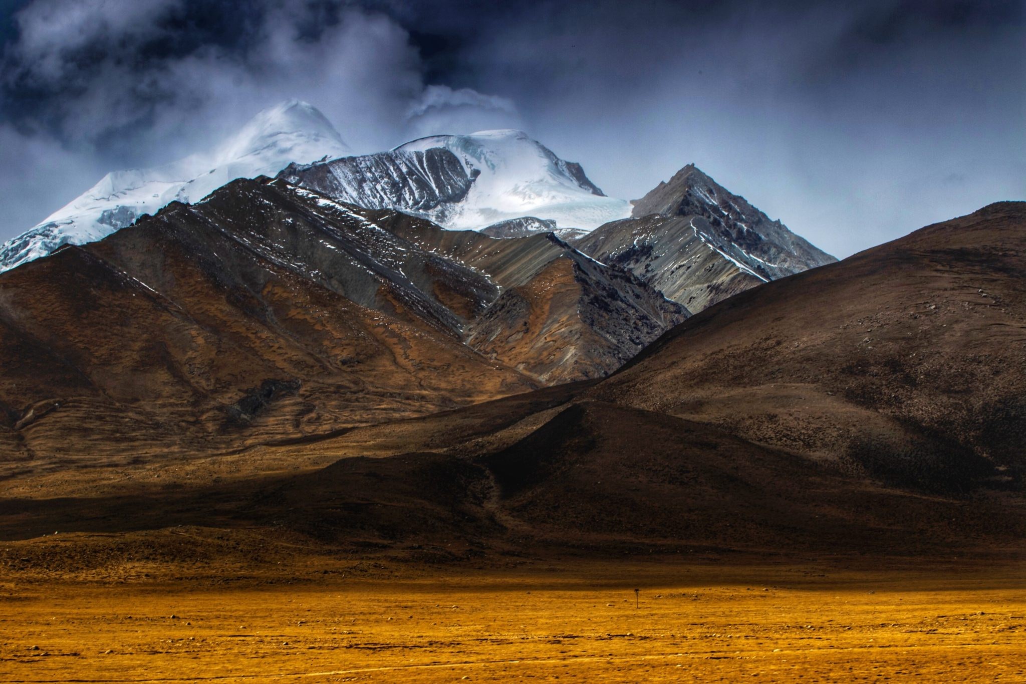 mountain chain, snow, mountains, landscape, snowy peak, HD Wallpaper