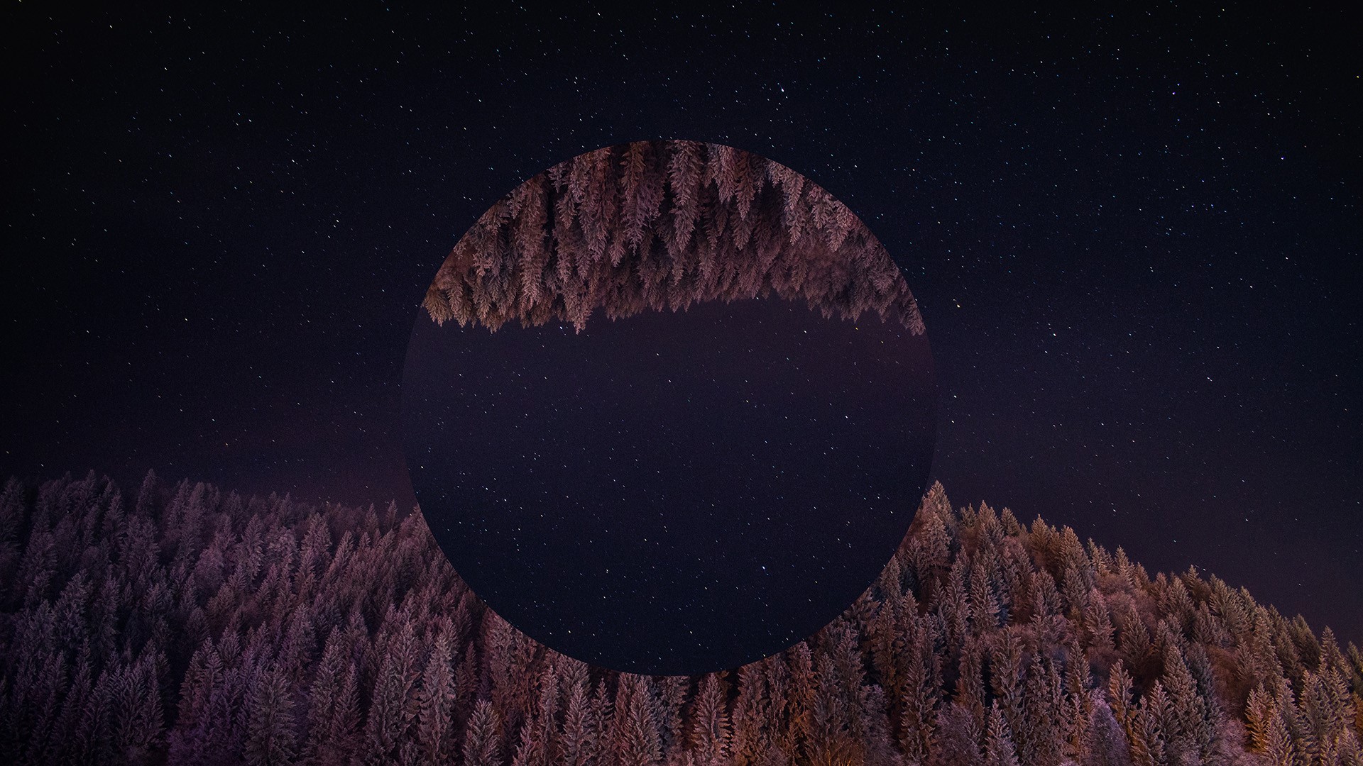mountains, dark, abstract, sky, digital art, stars, HD Wallpaper