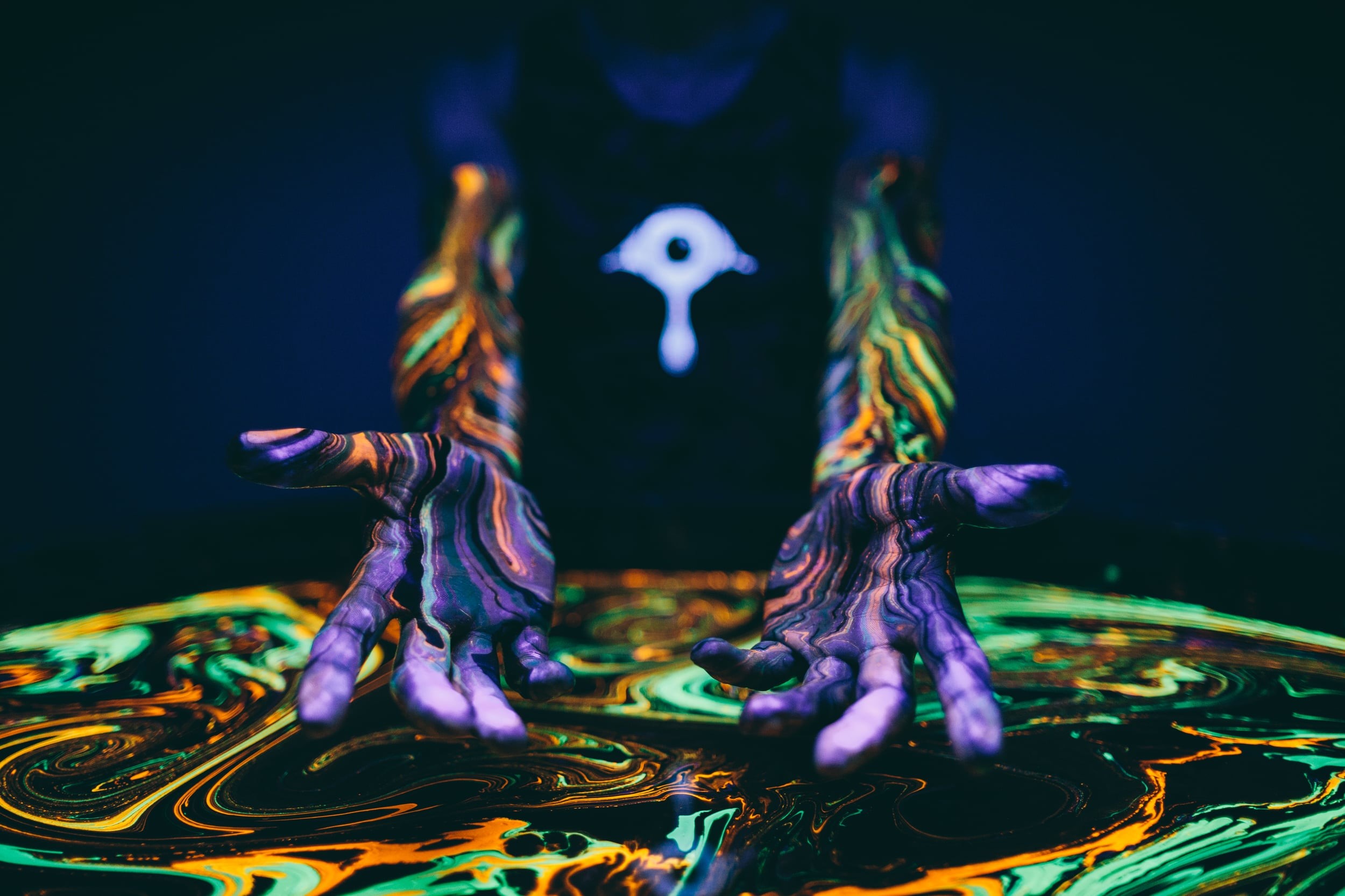 abstract, colorful, hands, dark, HD Wallpaper
