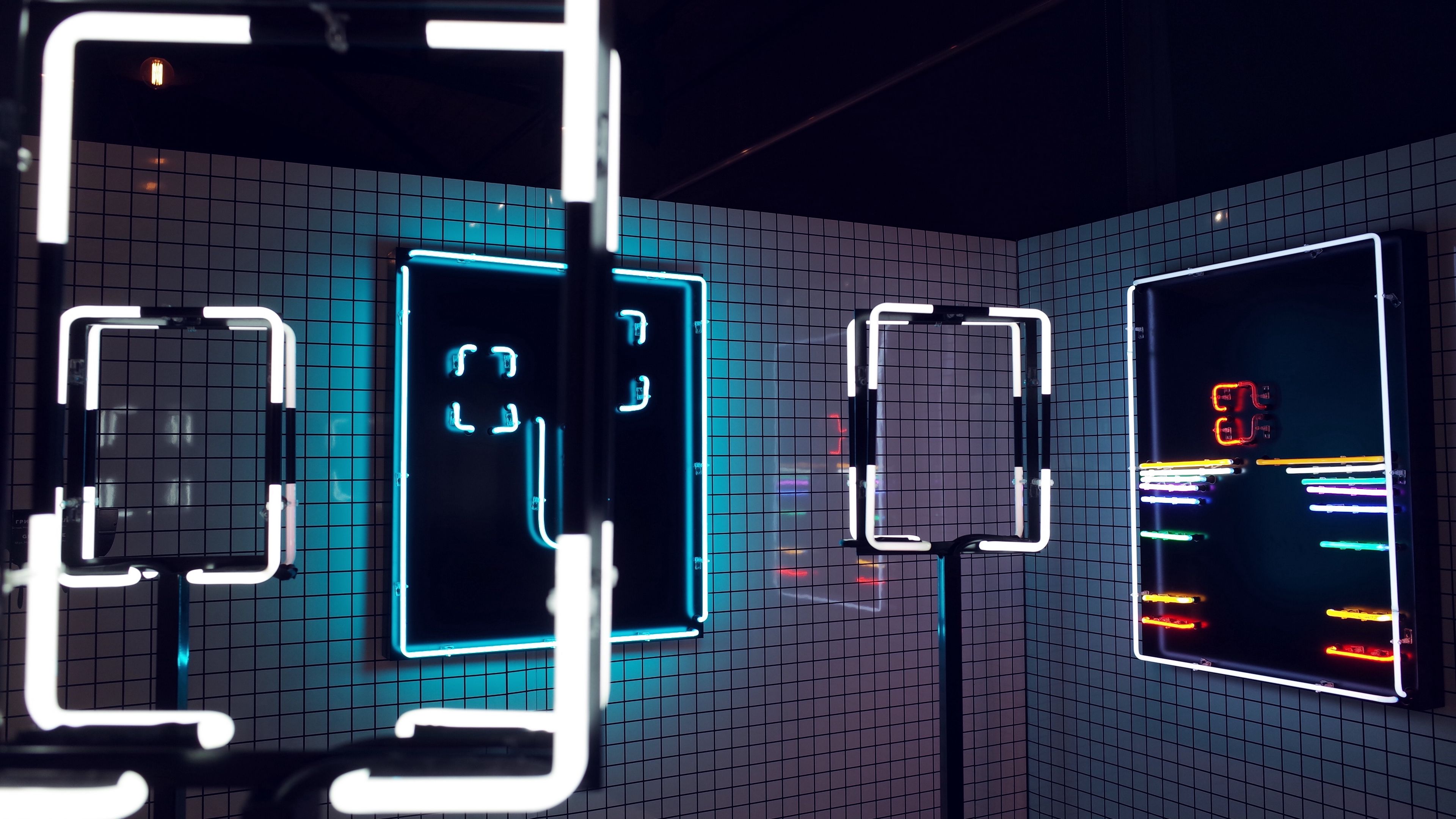 neon, lamps, light, lighting, interior, 4k, HD Wallpaper