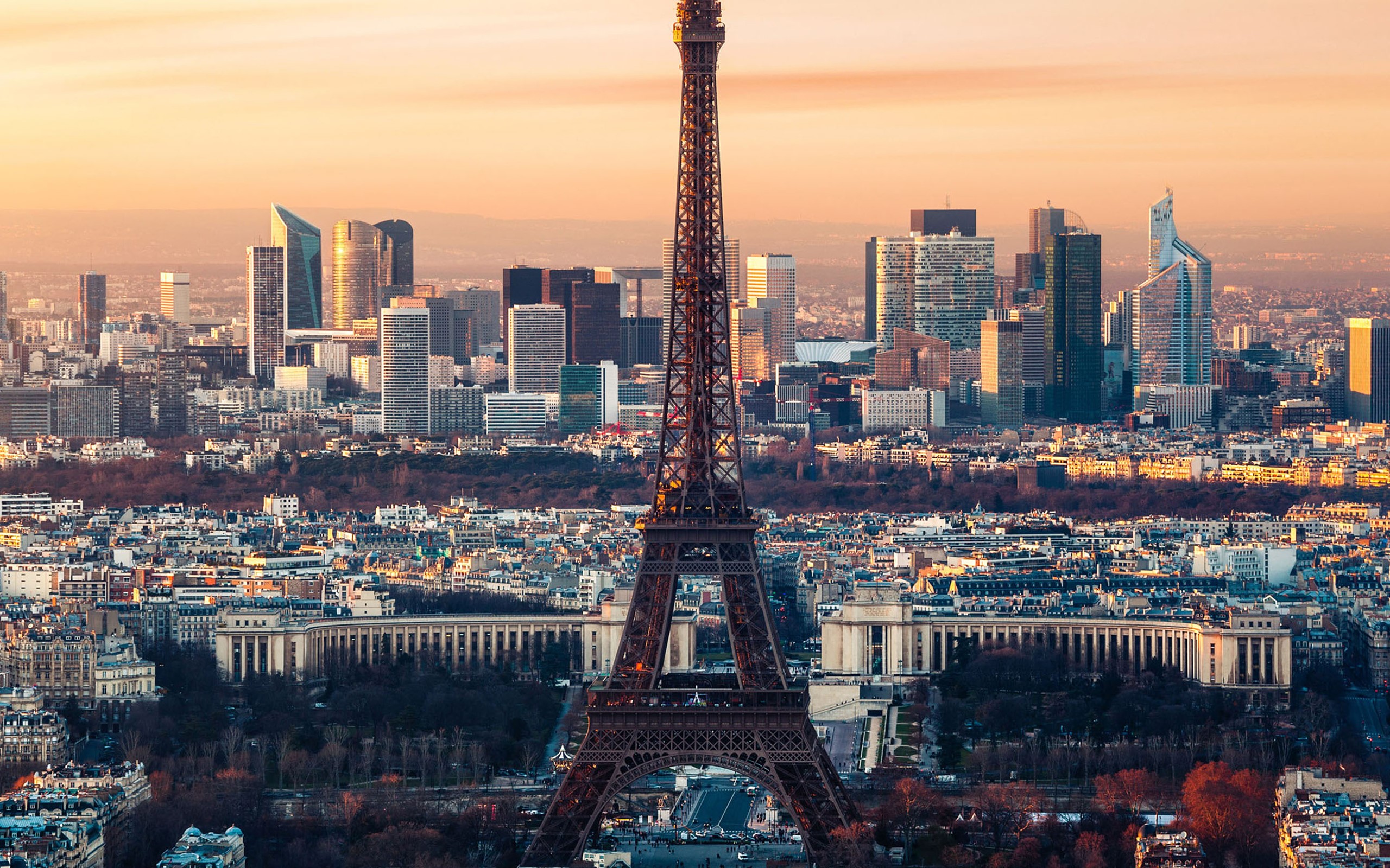 Eiffel Tower, sunset, city, HD Wallpaper
