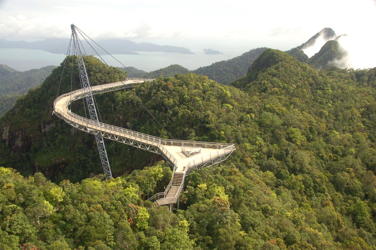 nature, landscape, photography, bridge, trees, forest, hill, mist, Asia, Malaysia, sea, HD Wallpaper