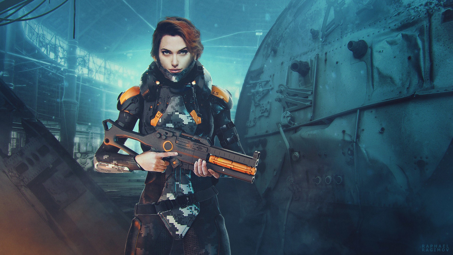 women, futuristic, weapon, Armored, HD Wallpaper