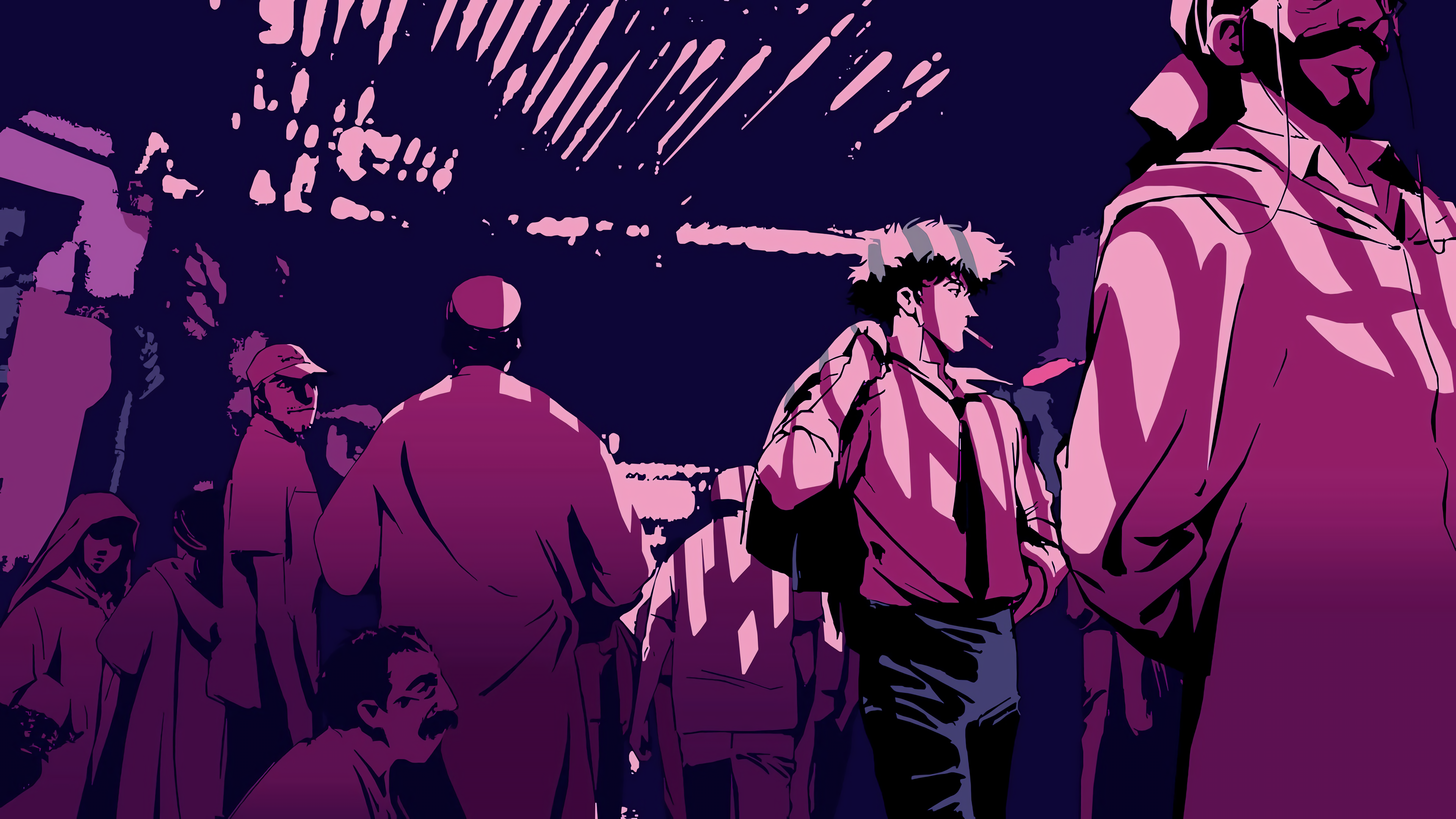 anime, monochrome, Cowboy Bebop, pink, purple, HD Wallpaper
