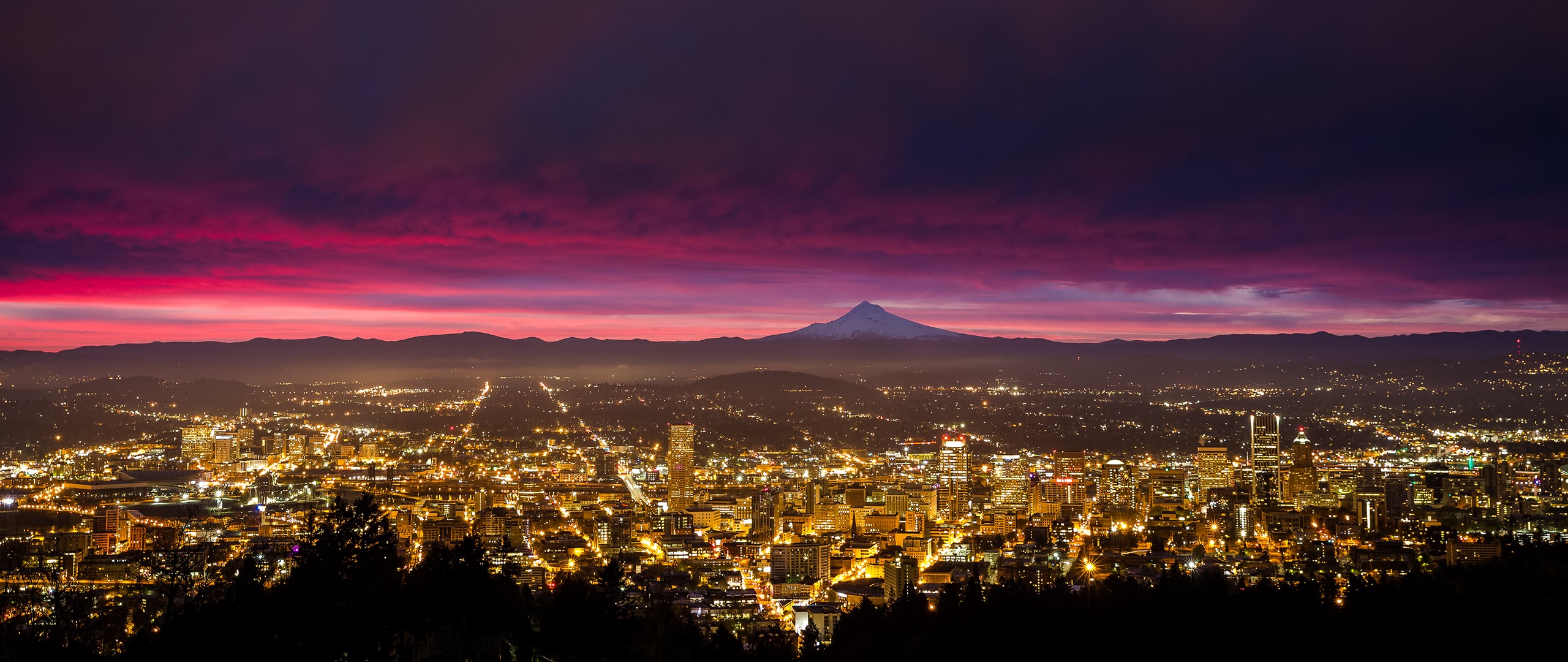mountains, city, HD Wallpaper
