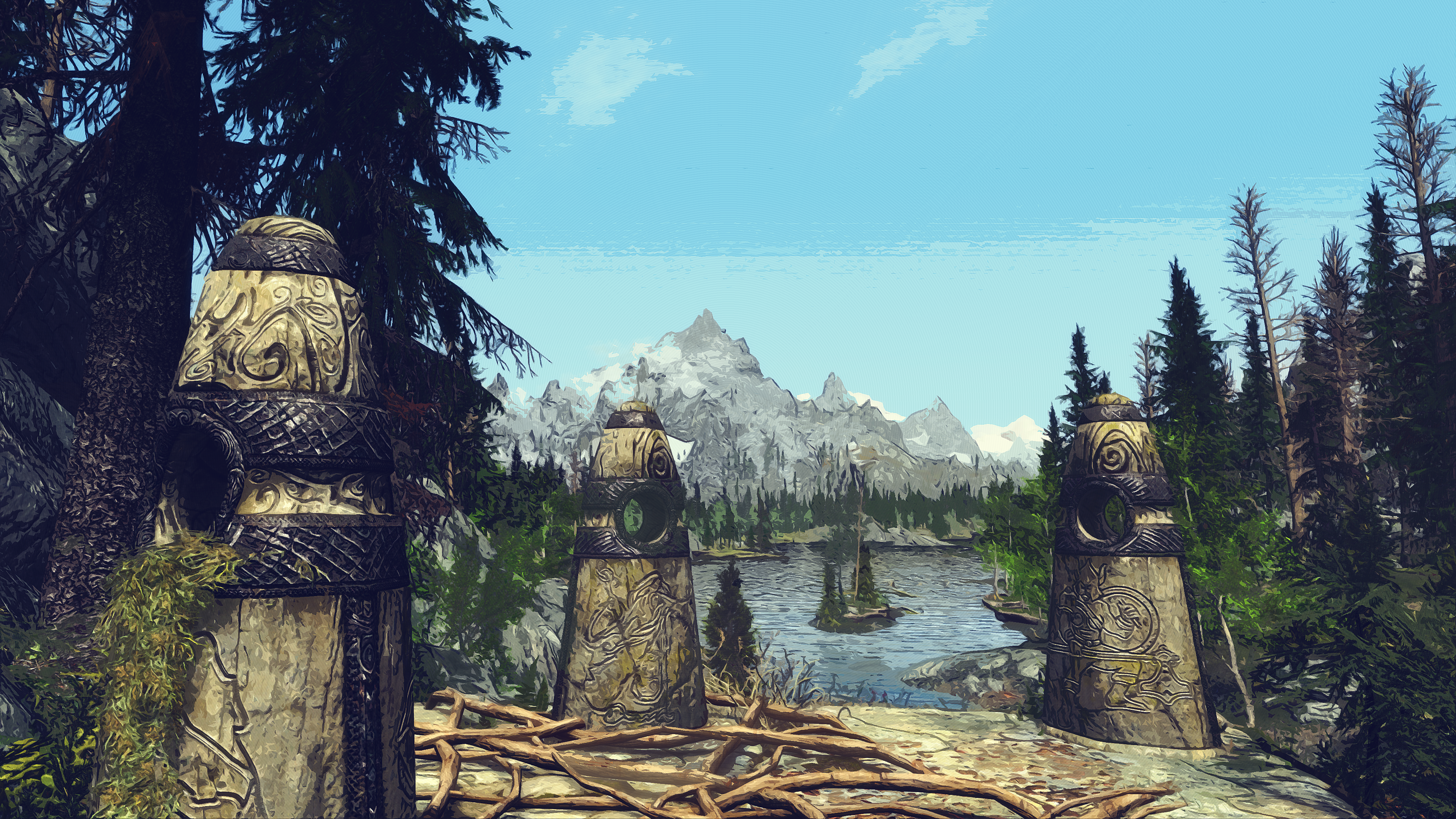 The Elder Scrolls V: Skyrim, video games, Tamriel, cartoon, Photoshop, colorful, The Elder Scrolls, HD Wallpaper