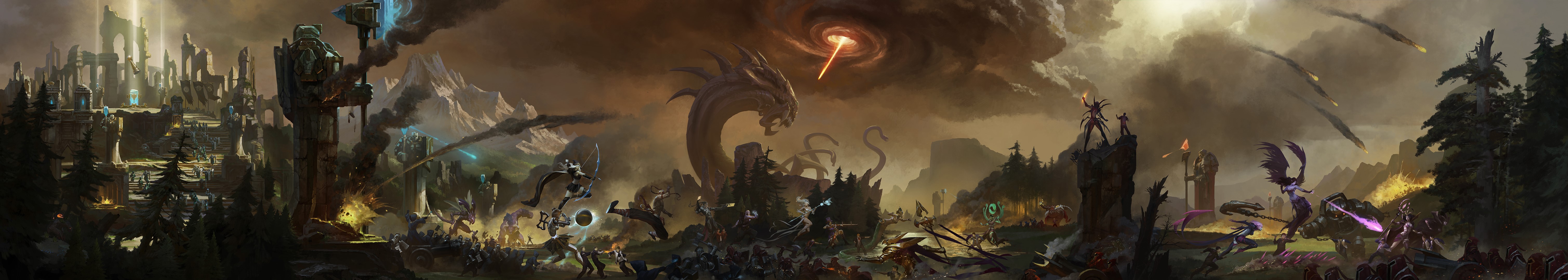 League of Legends, game art, multiple display, HD Wallpaper