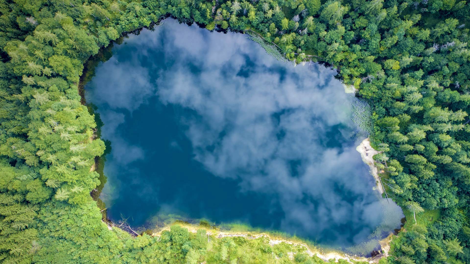 nature, landscape, water, clouds, lake, aerial view, Austria, trees, forest, reflection, Alps, HD Wallpaper
