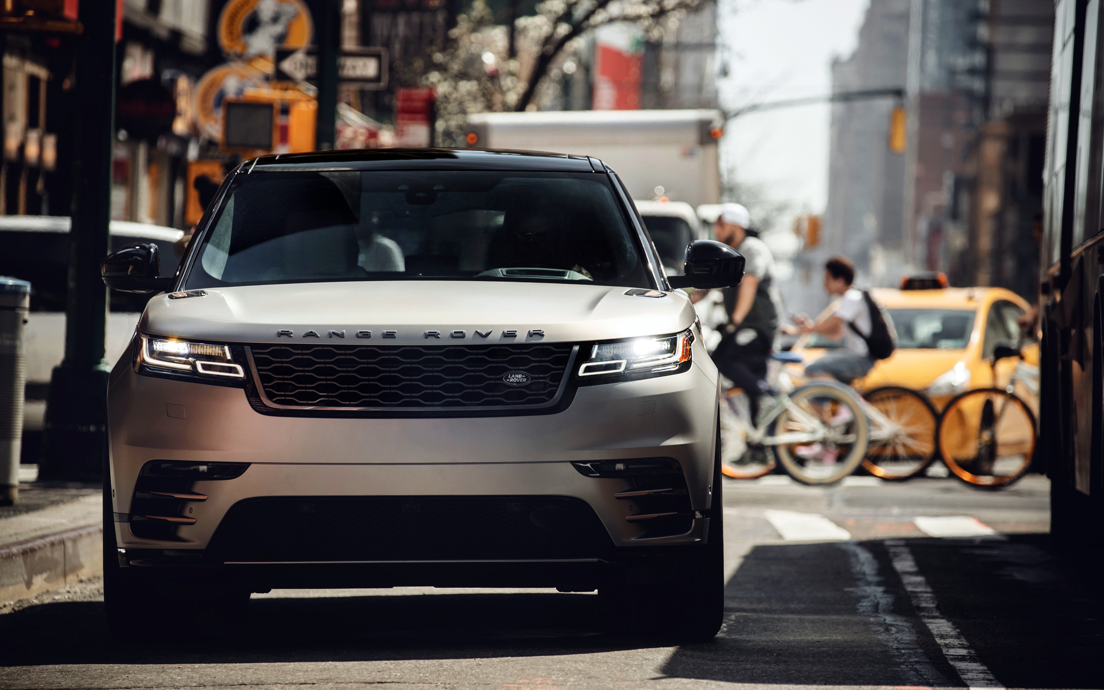 Range Rover Velar, vehicle, SUV, Range Rover, car, street, city, depth of field, HD Wallpaper
