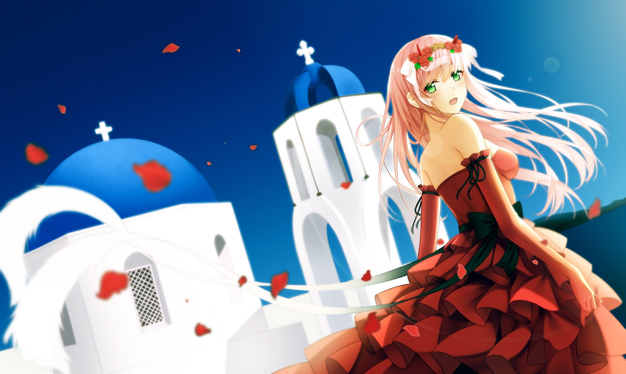 anime, anime girls, Darling in the FranXX, Zero Two (Darling in the FranXX), wedding dress, HD Wallpaper
