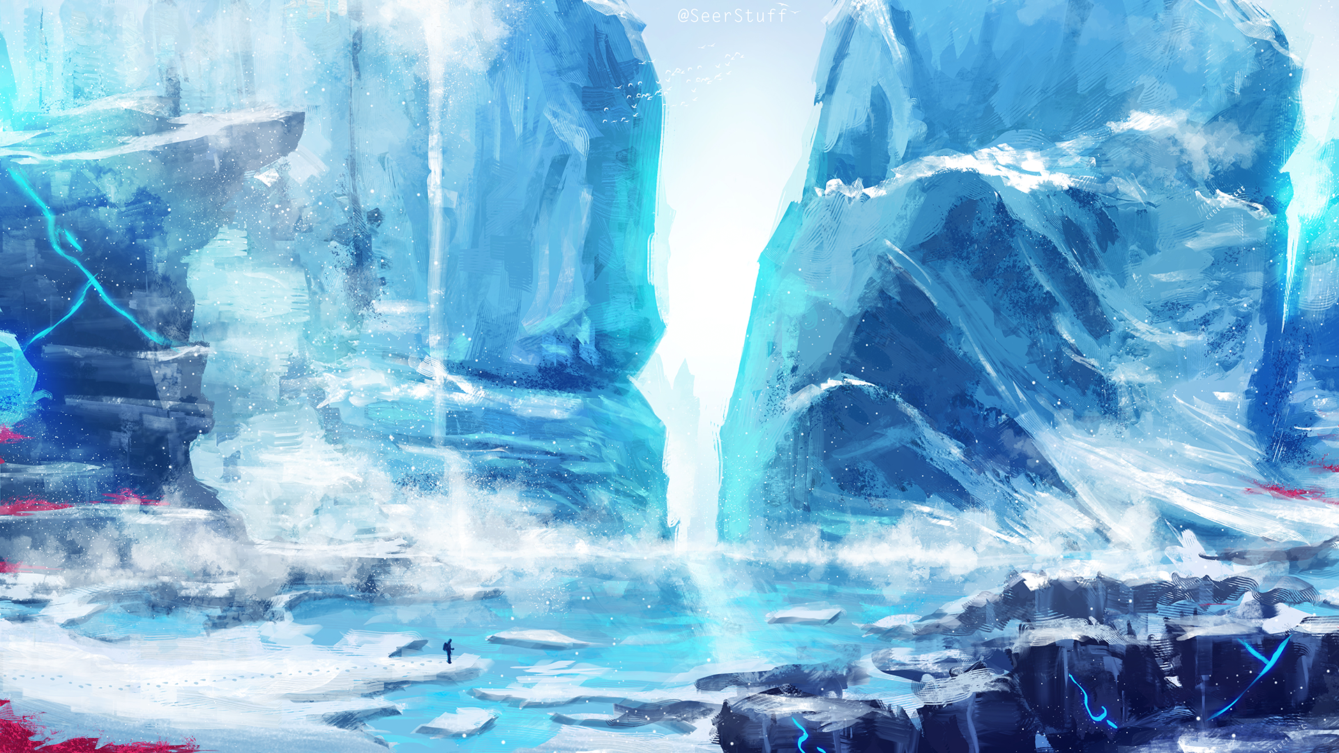 water, digital art, iceberg, HD Wallpaper