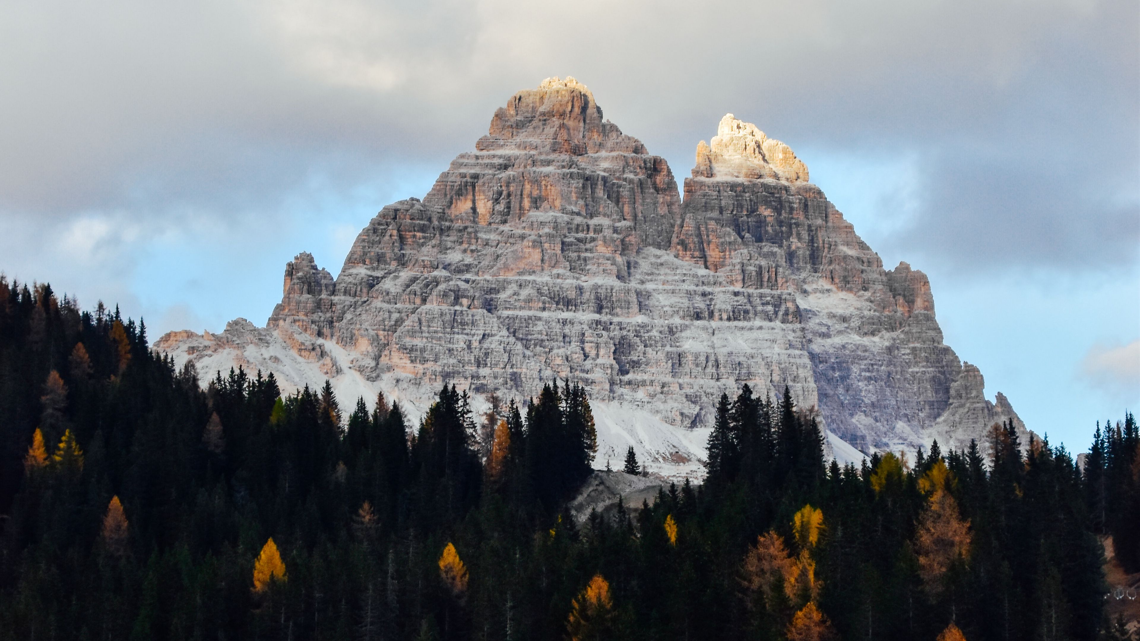 mountain, peak, forest, trees, landscape, 4k, HD Wallpaper