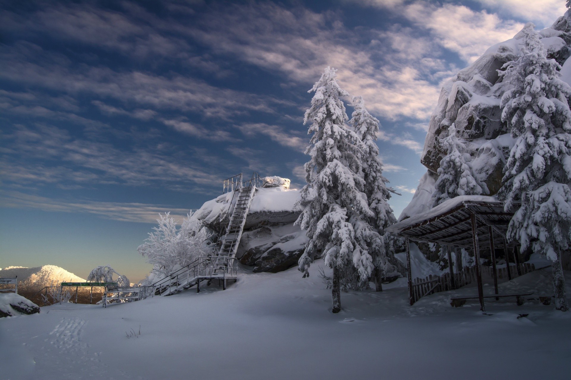 nature, winter, snow, blue, sky, HD Wallpaper