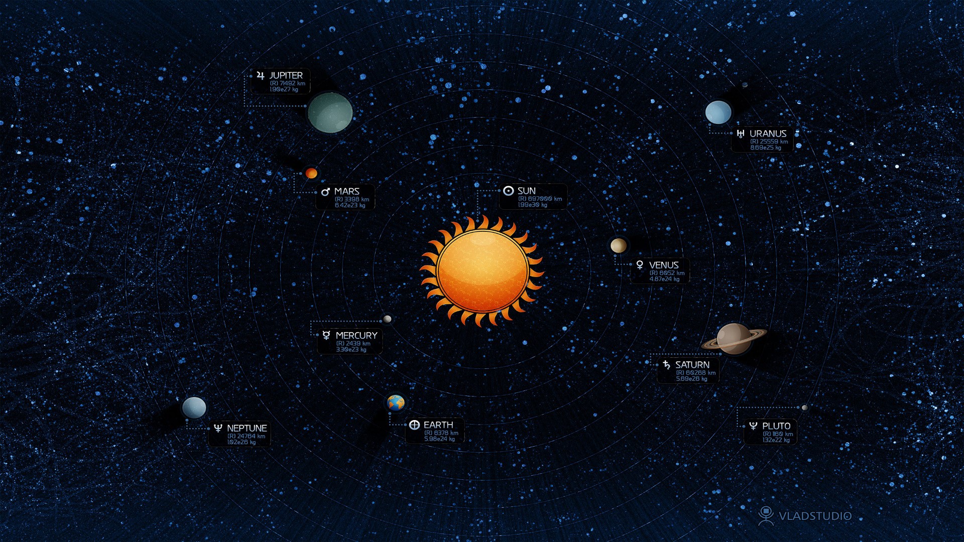 space, planet, Sun, Vladstudio, HD Wallpaper