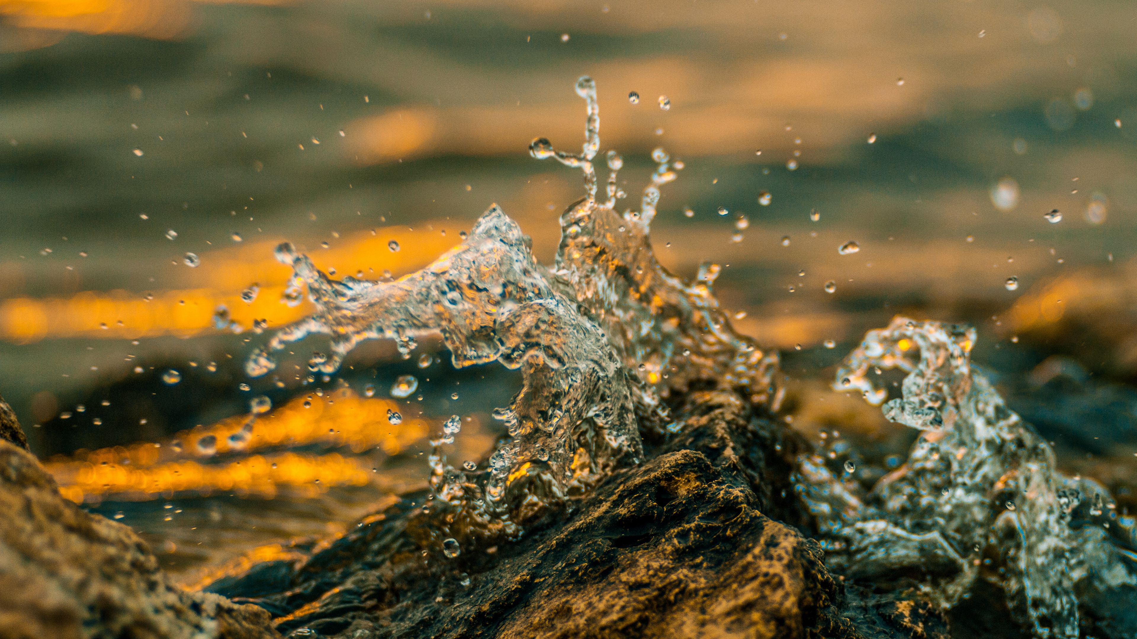 water, splash, spray, drops, macro, 4k, HD Wallpaper