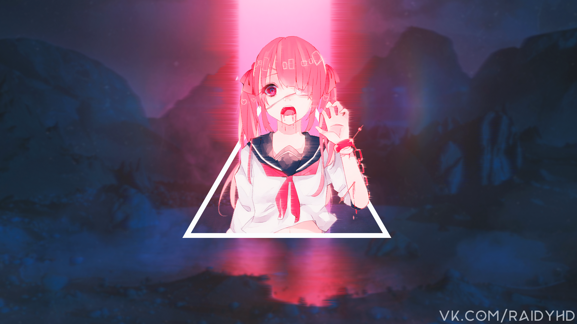 anime, anime girls, glitch art, picture-in-picture, HD Wallpaper