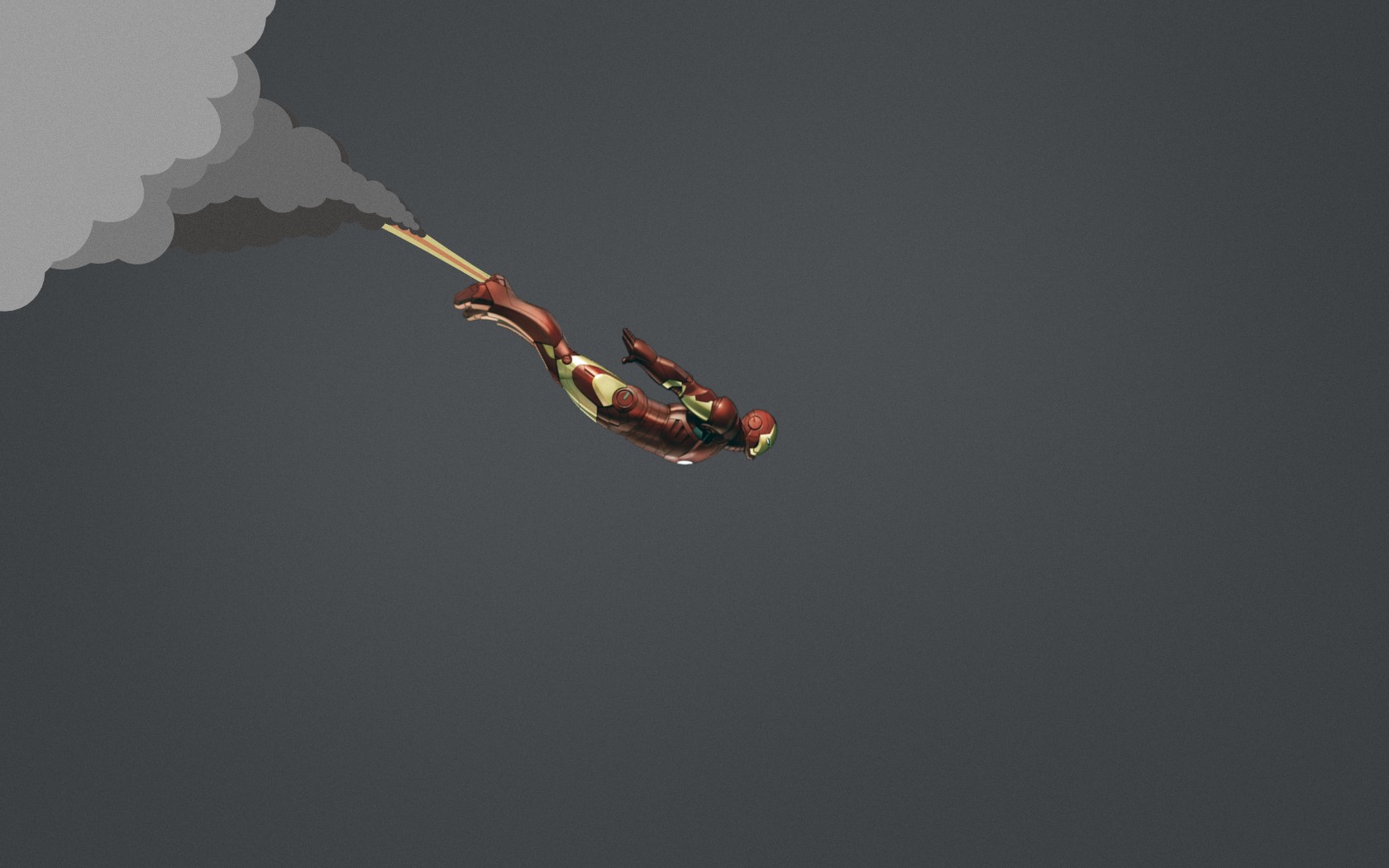 minimalism, Iron Man, simple background, flying, HD Wallpaper