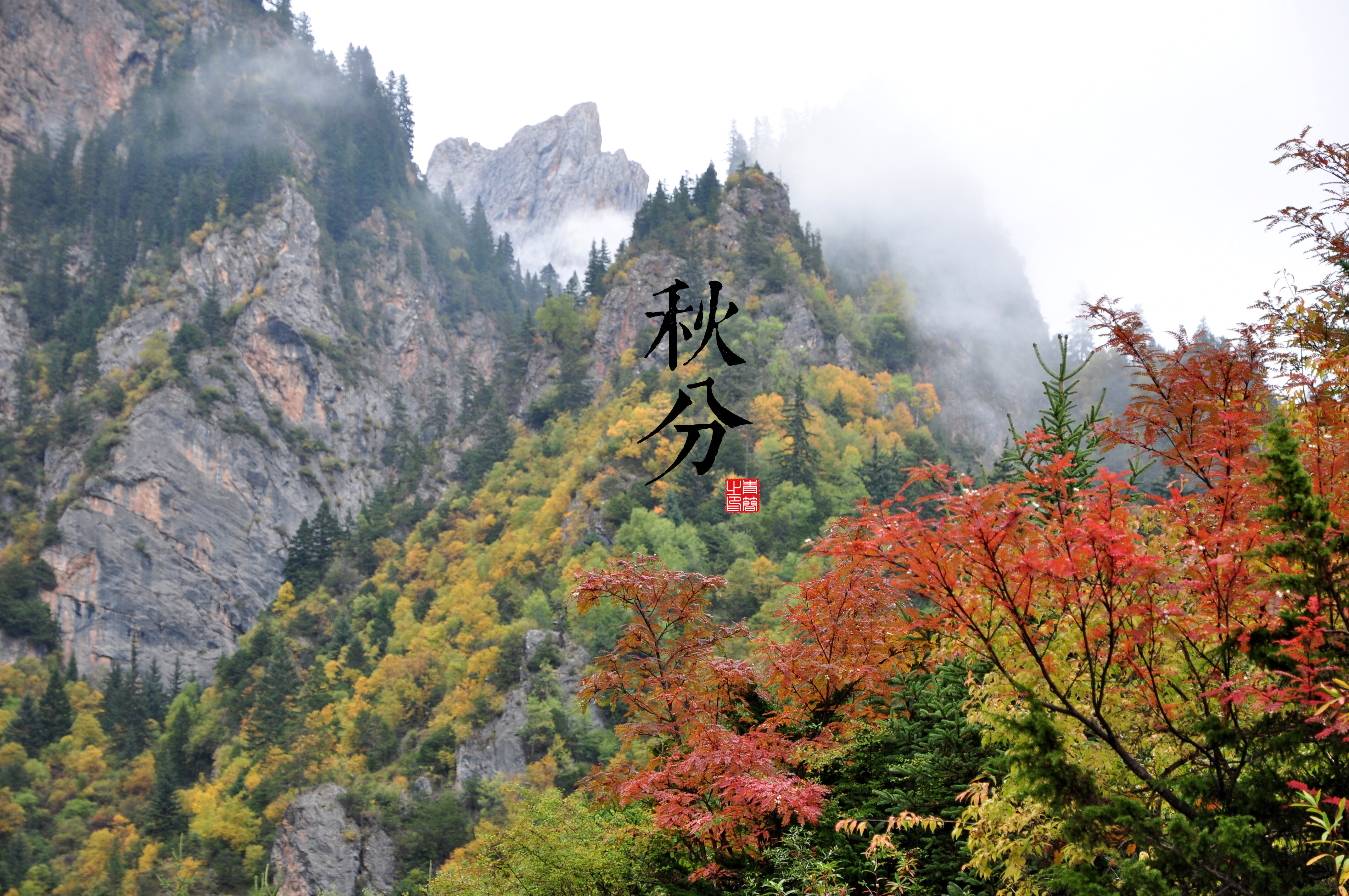 solar terms, mountains, nature, fall, rock, trees, HD Wallpaper