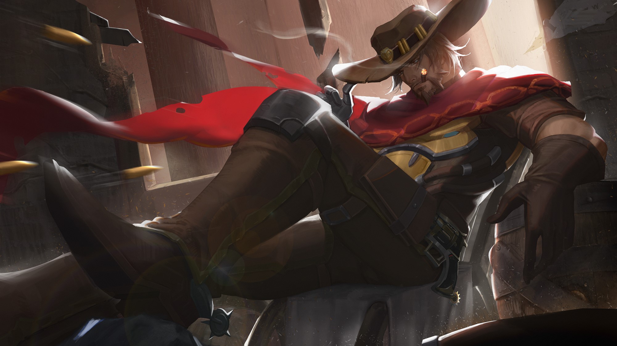 McCree (Overwatch), Overwatch, PC gaming, video games, gun, cigars, hat, HD Wallpaper