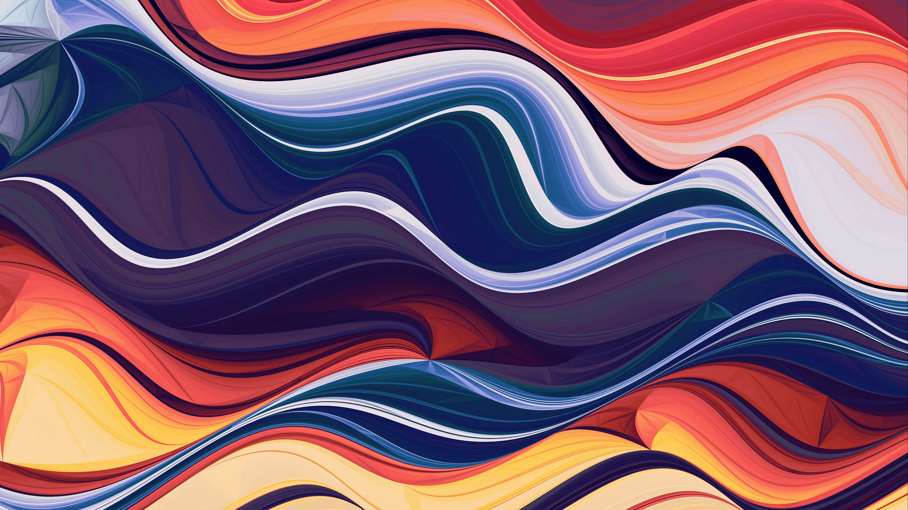 waves, colorful, abstraction, lines, 4k, HD Wallpaper