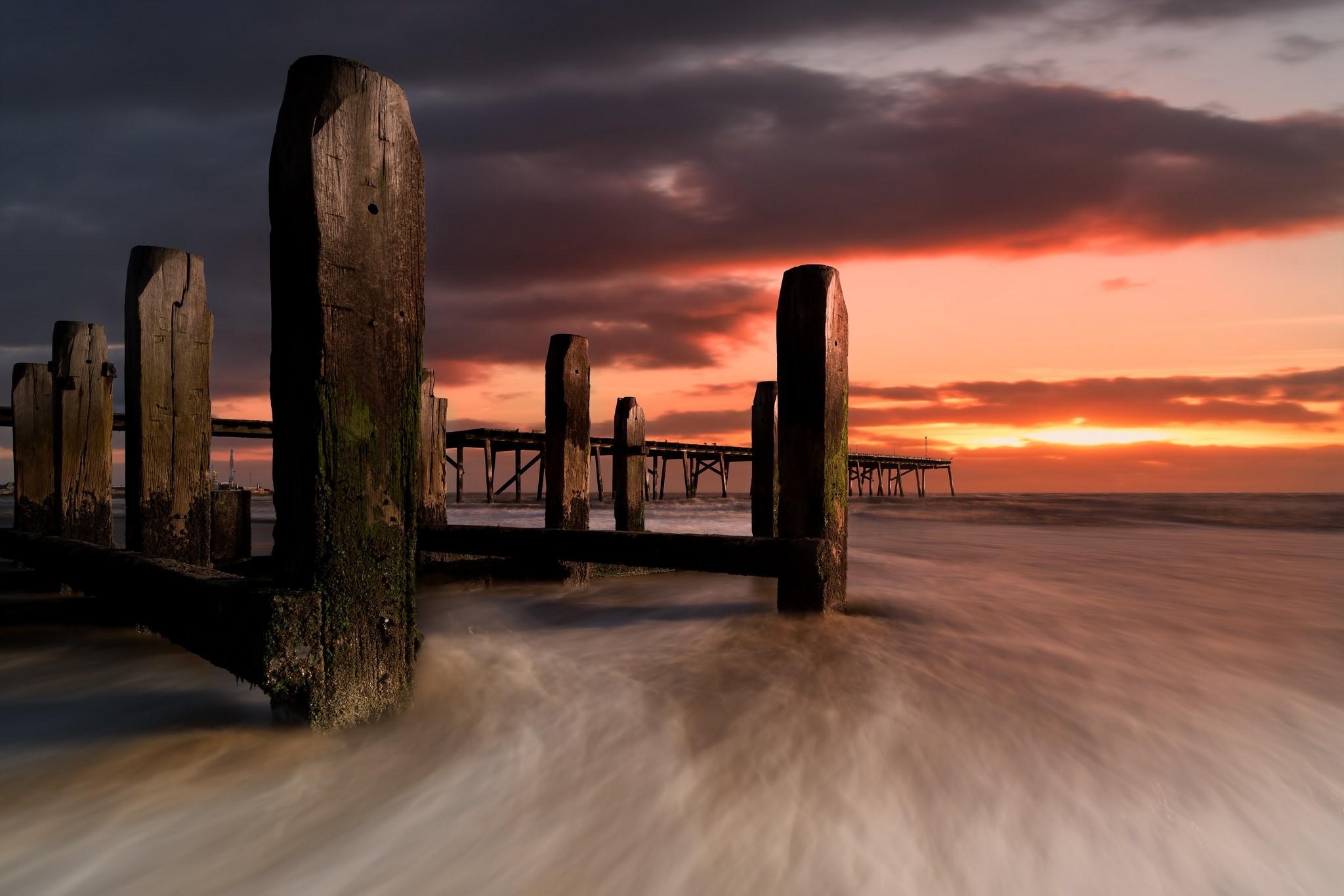 dark, sunlight, sea, sky, nature, HD Wallpaper