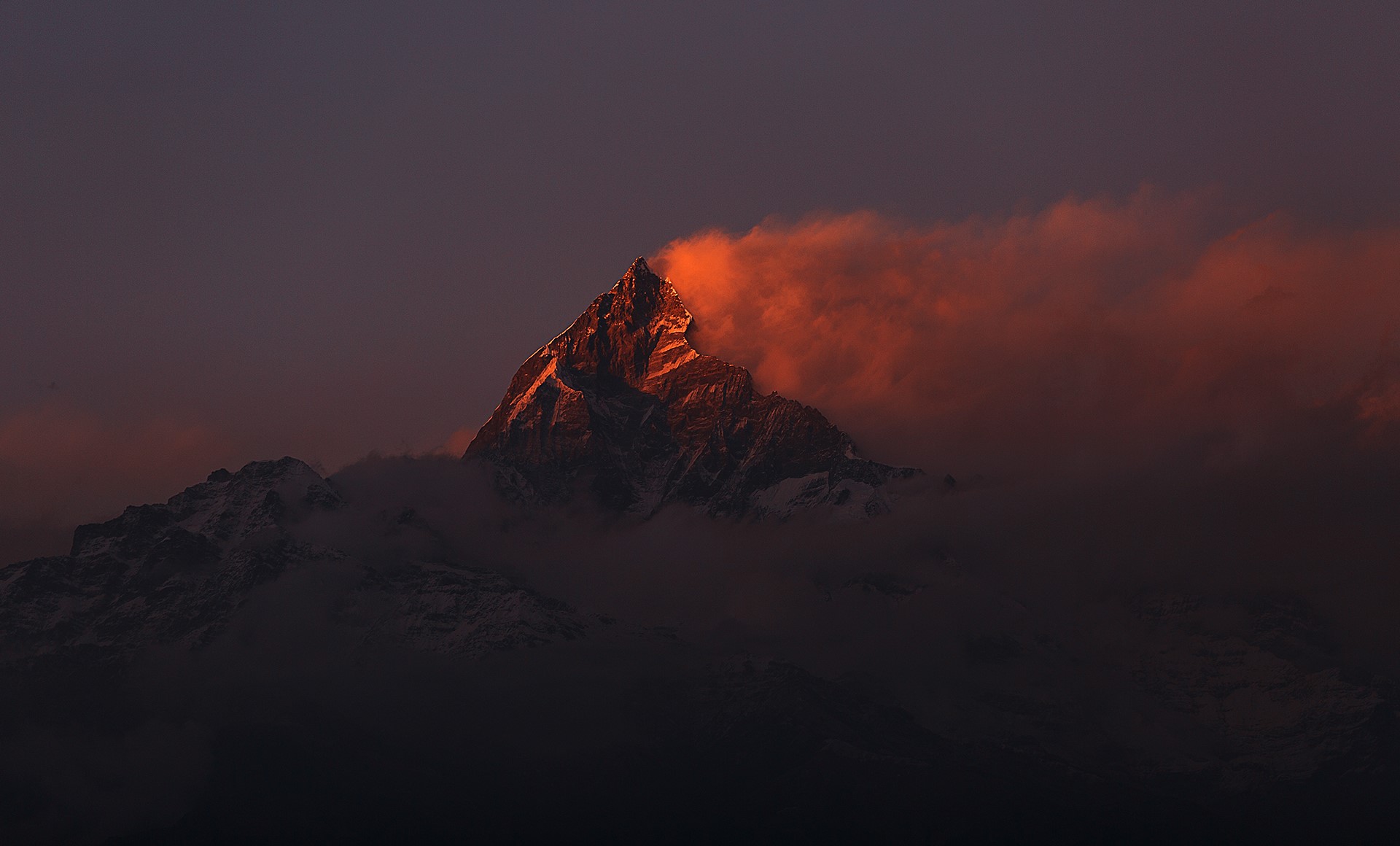 mountains, Nepal, sunset, landscape, HD Wallpaper