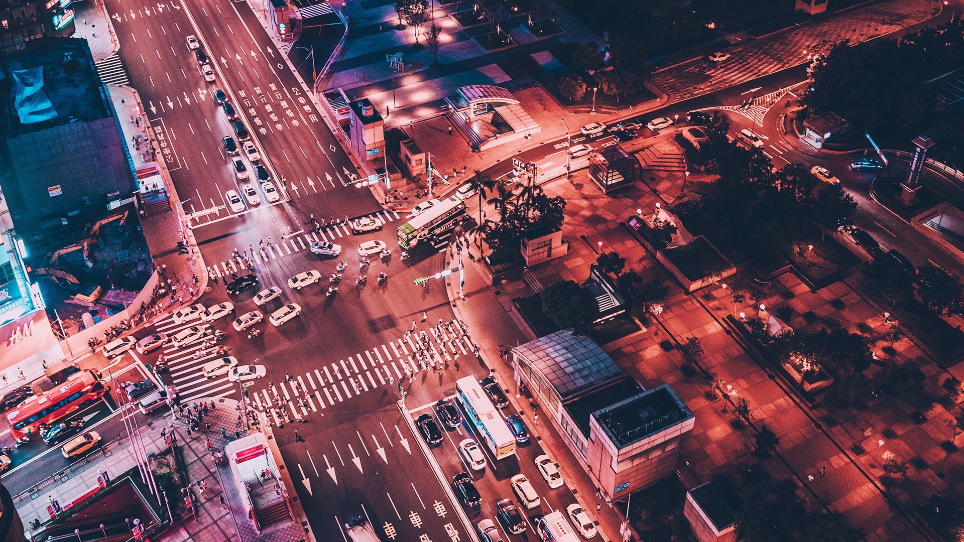 night, people, building, city, HD Wallpaper