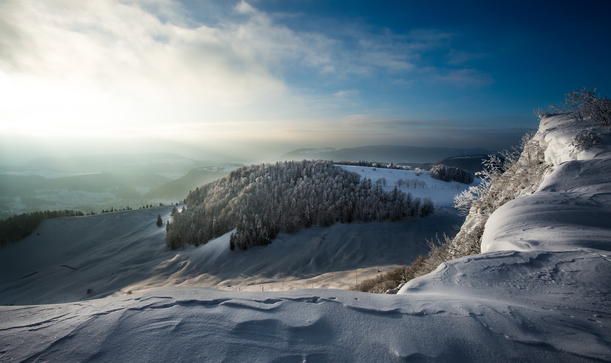 nature, blue, sky, winter, landscape, HD Wallpaper