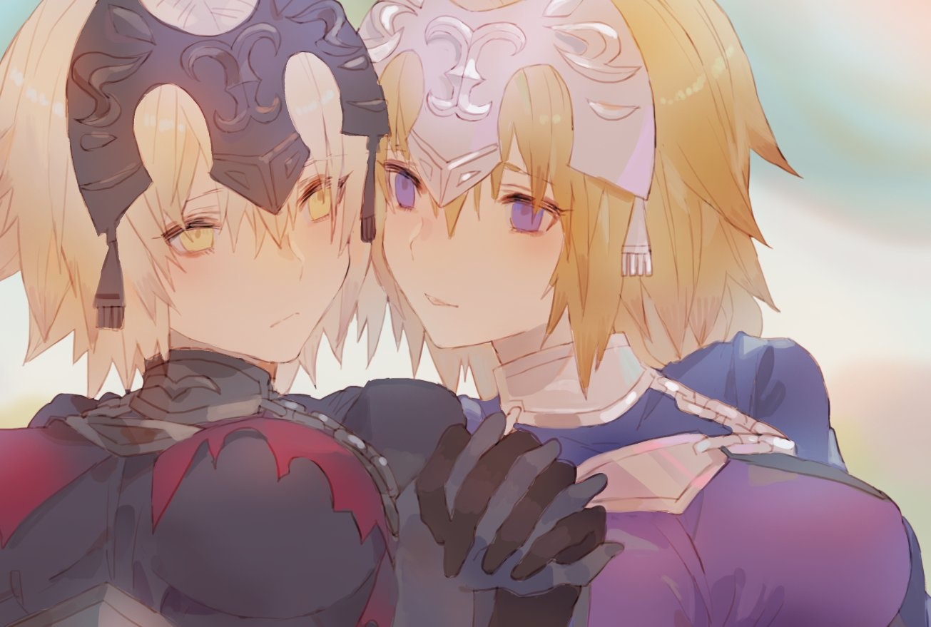 Fate Series, Fate/Grand Order, anime girls, Fate/Apocrypha, Ruler (Fate/Apocrypha), Jeanne (Alter) (Fate/Grand Order), HD Wallpaper