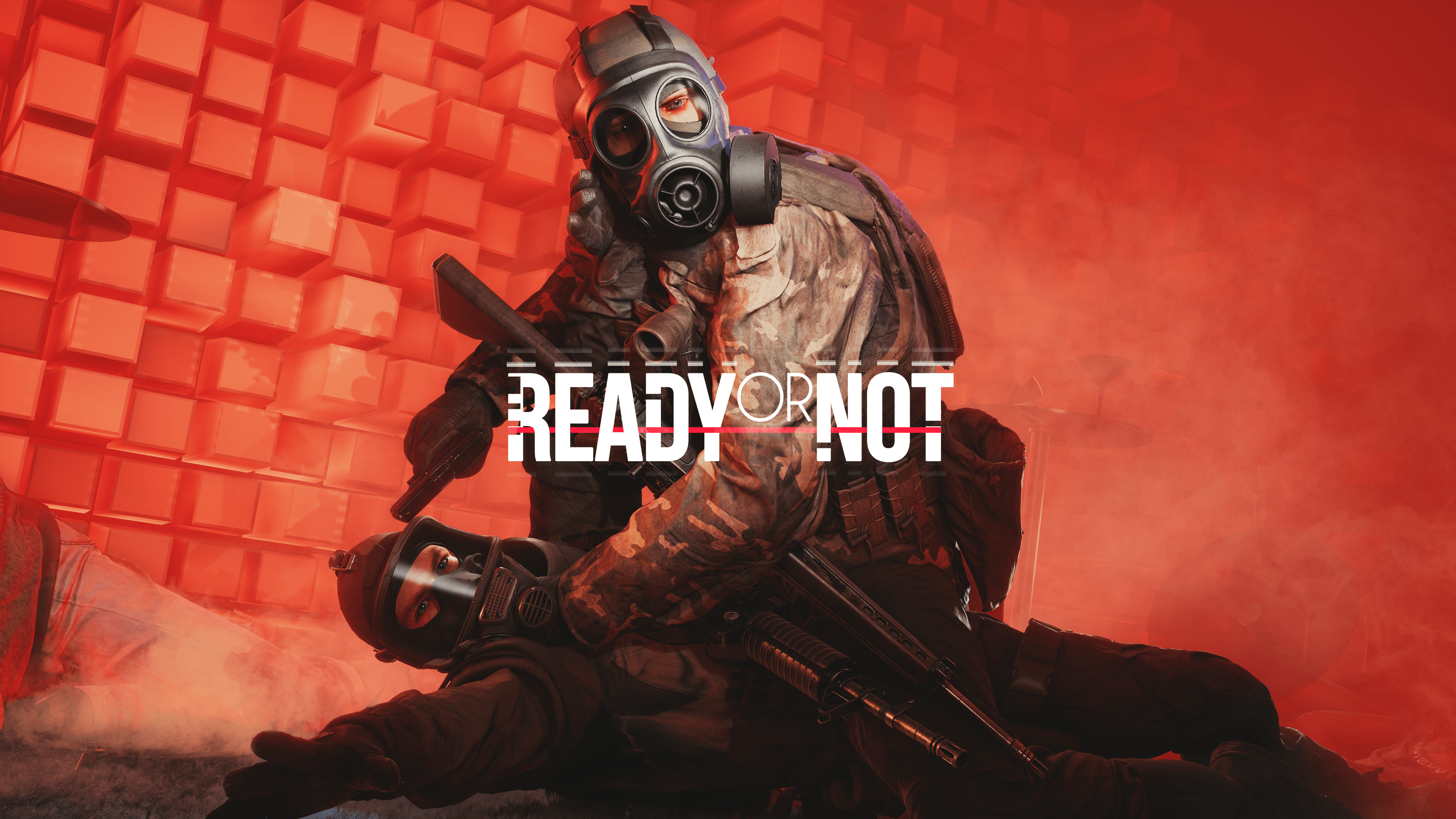 Ready or Not, video games, police, m4 carbine, gas masks, red, HD Wallpaper