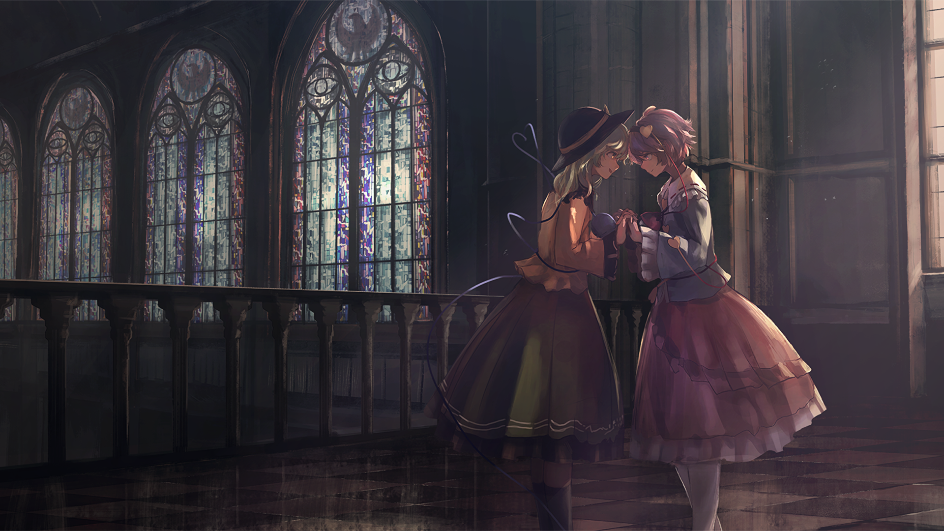anime, anime girls, Touhou, Komeiji Satori, Komeiji Koishi, HD Wallpaper
