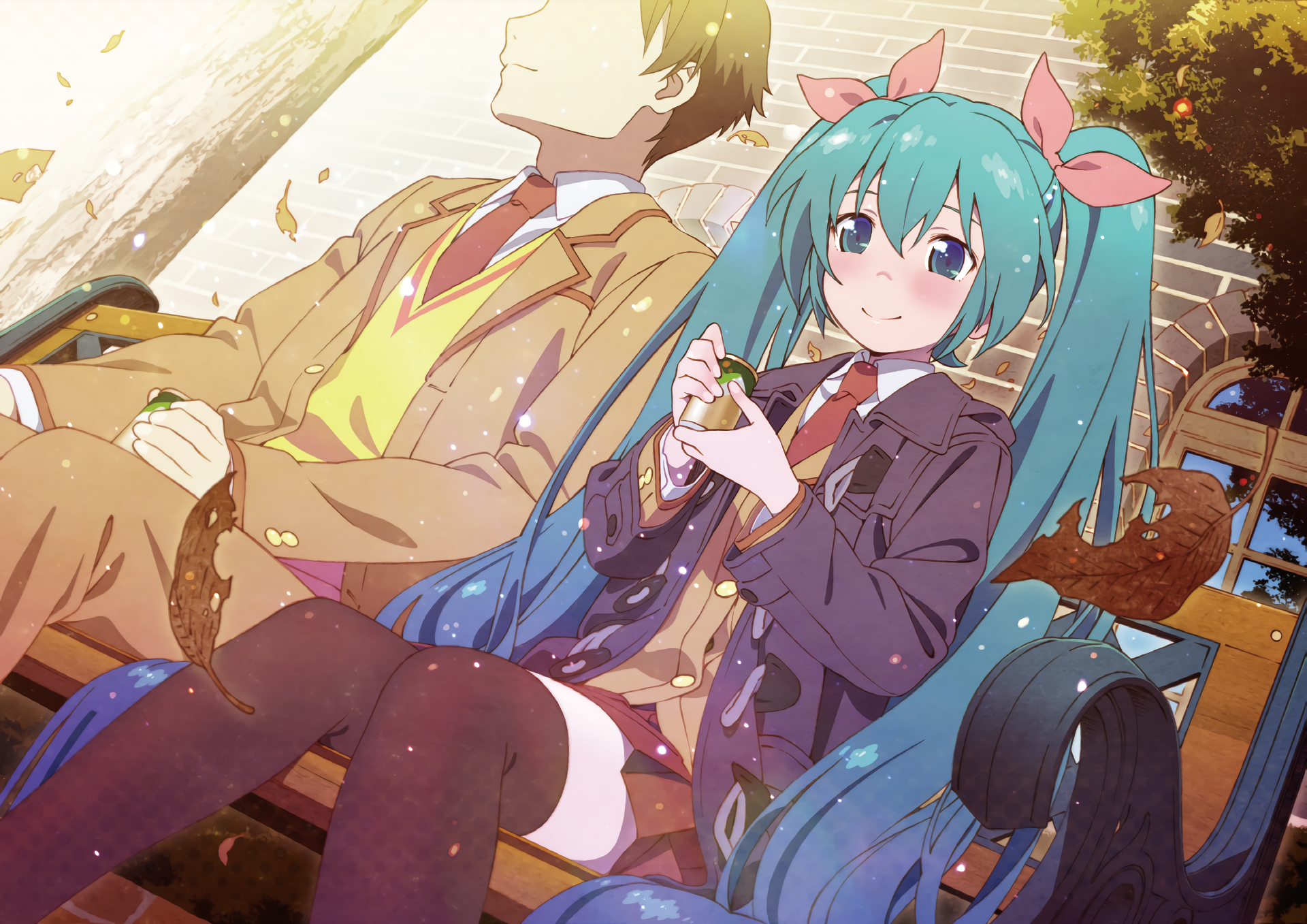 Vocaloid, anime girls, Hatsune Miku, aqua hair, twintails, stockings, HD Wallpaper