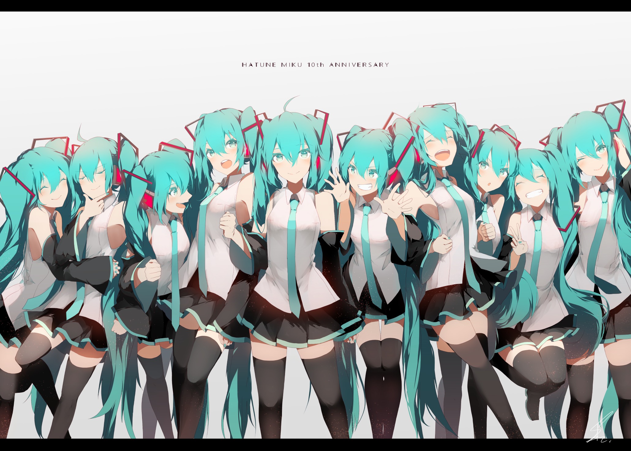 Vocaloid, anime girls, Hatsune Miku, twintails, black stockings, HD Wallpaper