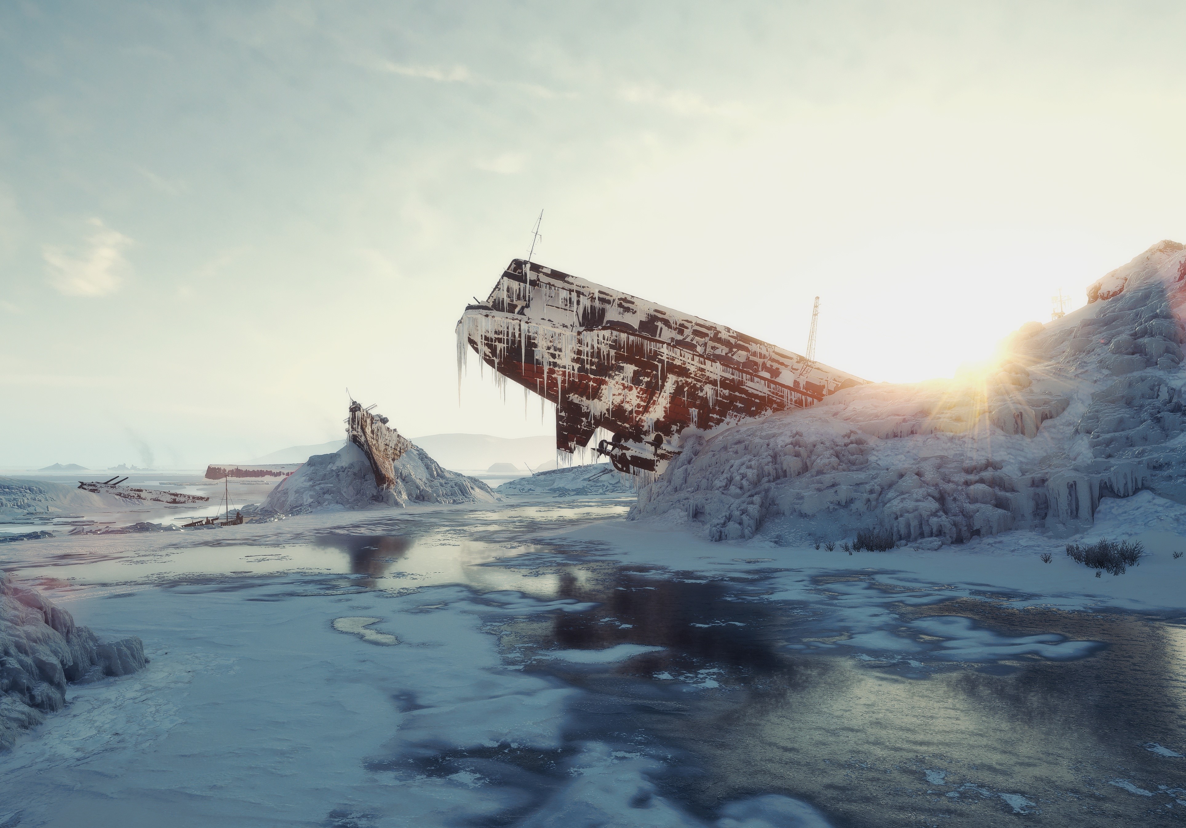 World of Tanks, video games, PC gaming, ice, shipwreck, HD Wallpaper
