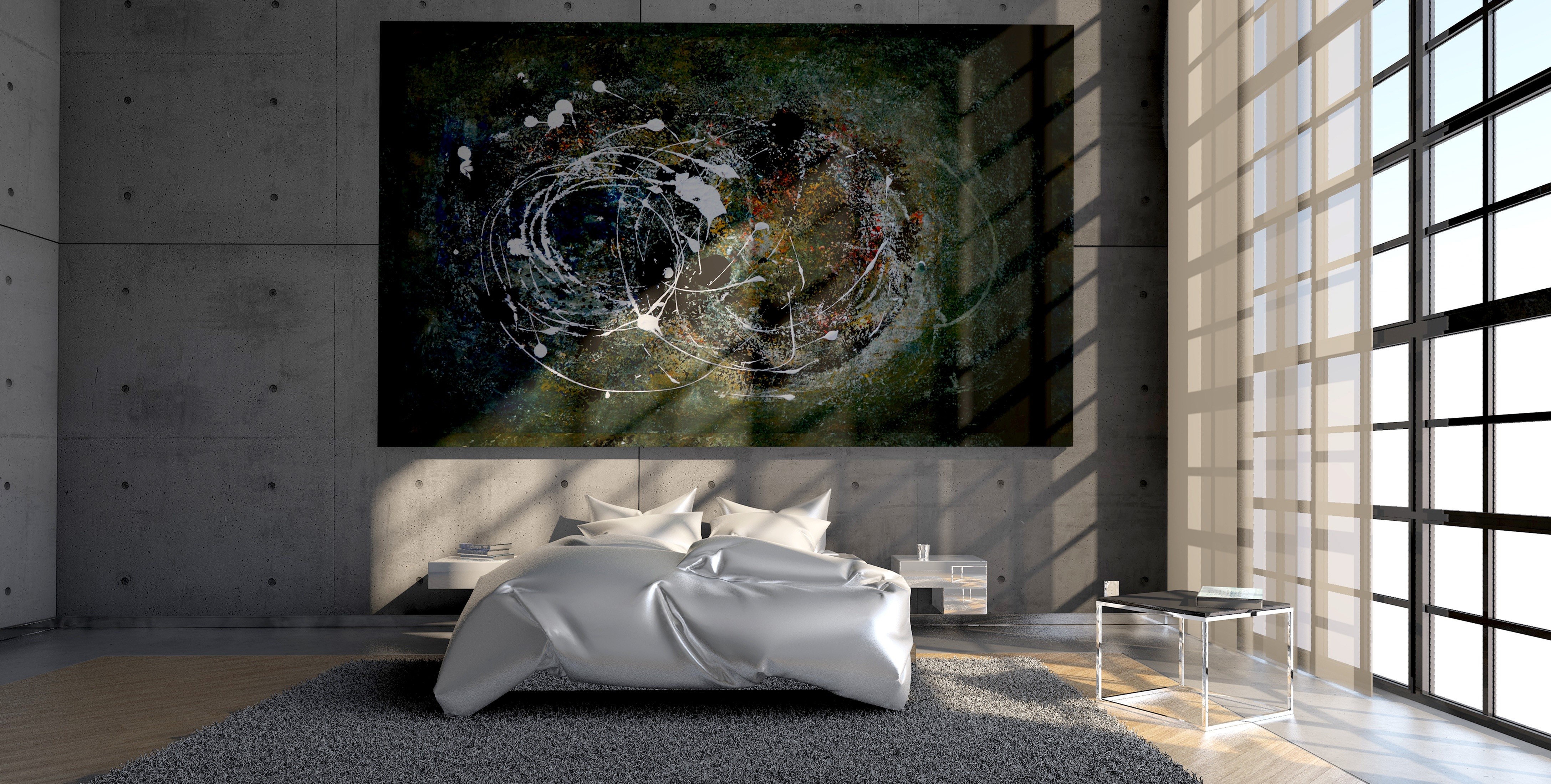 room, interior, bed, painting, HD Wallpaper
