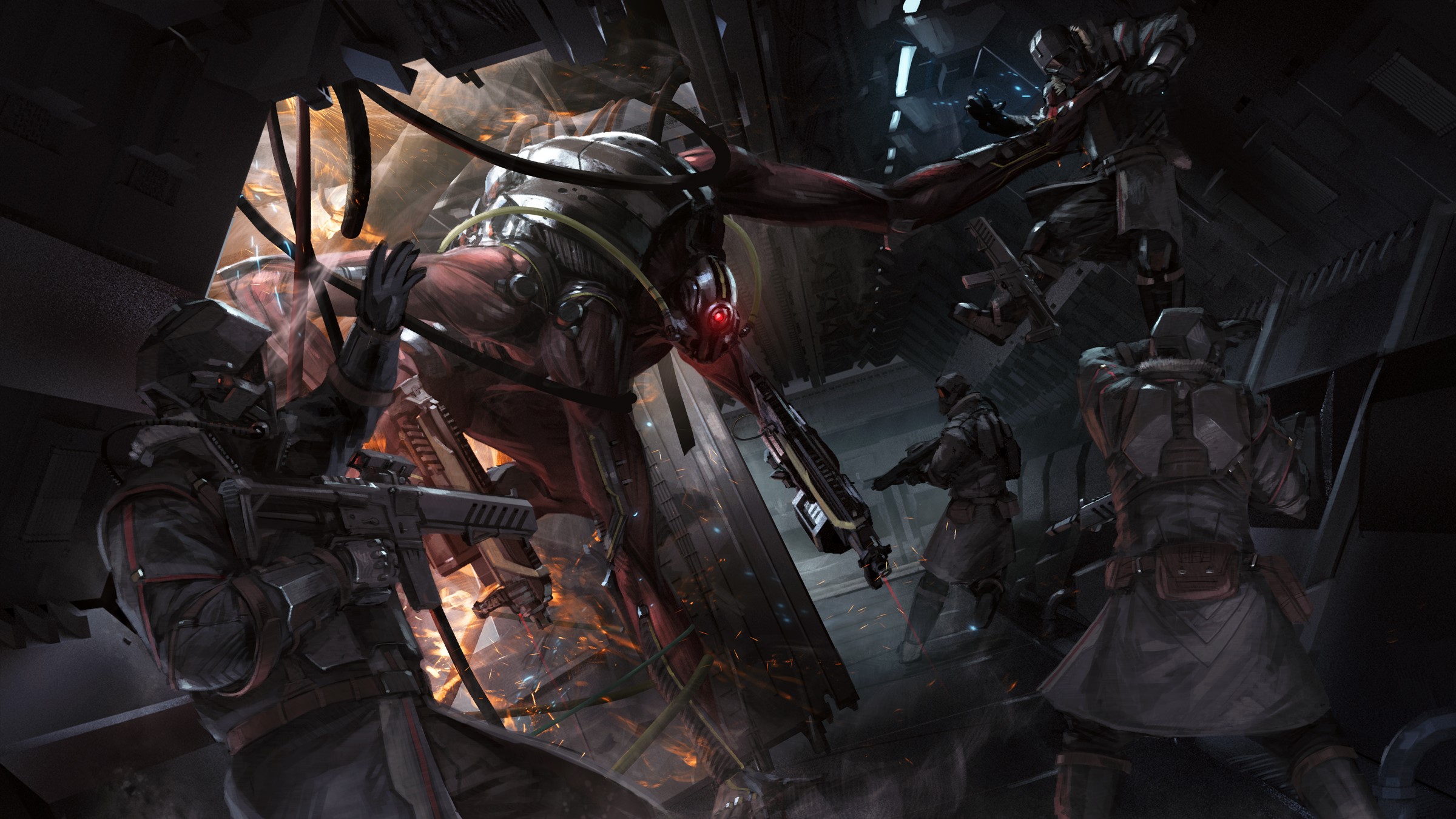 digital art, artwork, science fiction, futuristic, creature, soldier, gun, HD Wallpaper