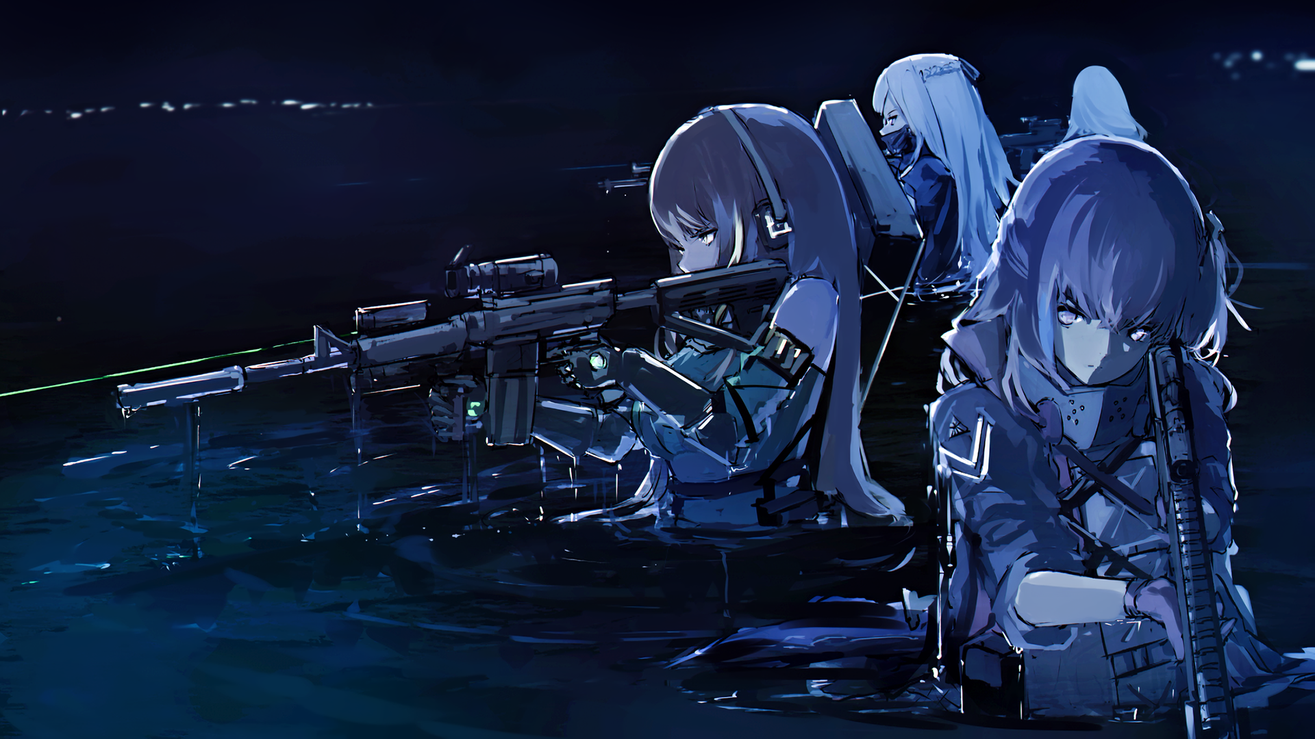 night, AR-15, suppressors, HD Wallpaper