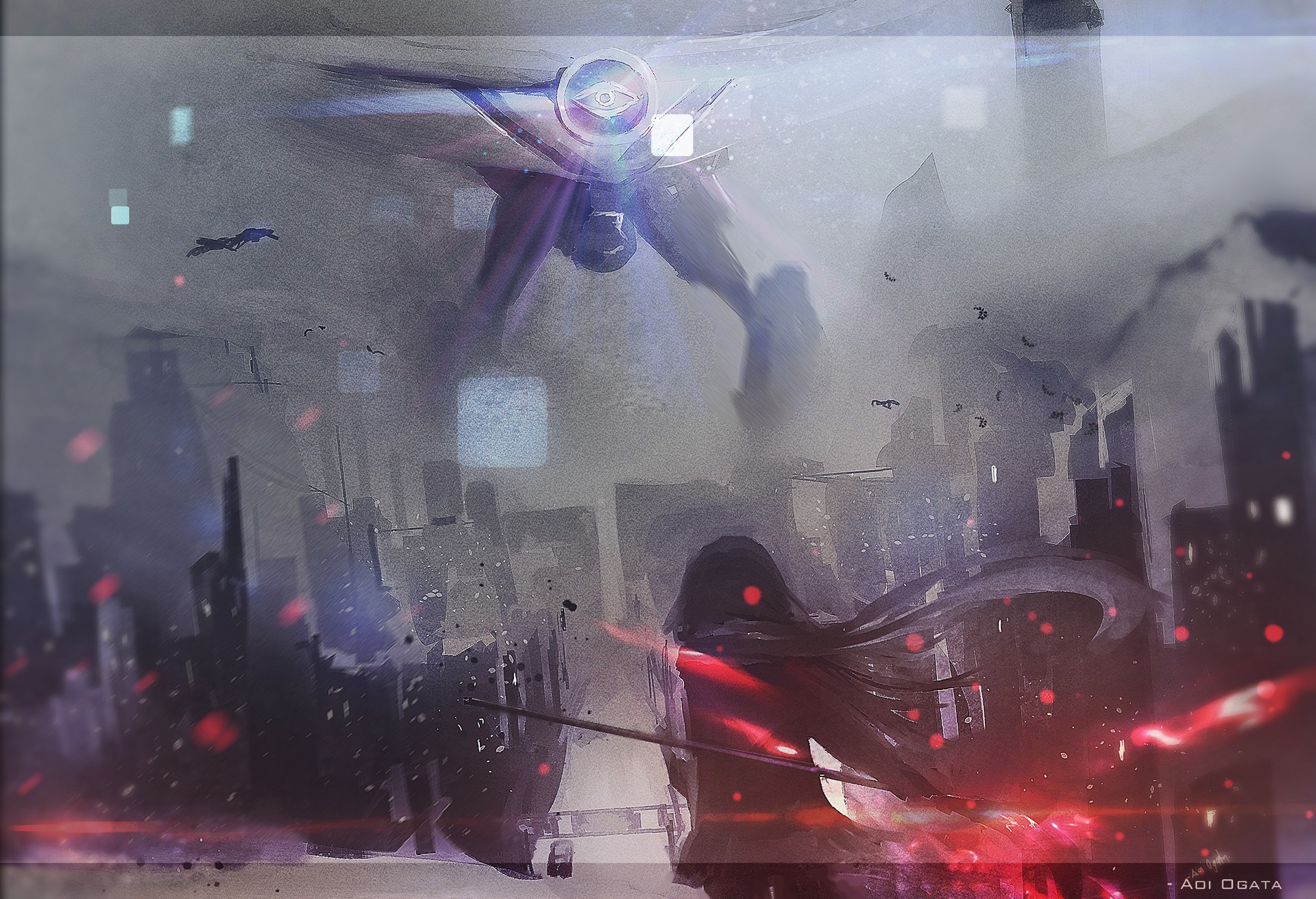 Aoi Ogata, battle, anime, science fiction, HD Wallpaper