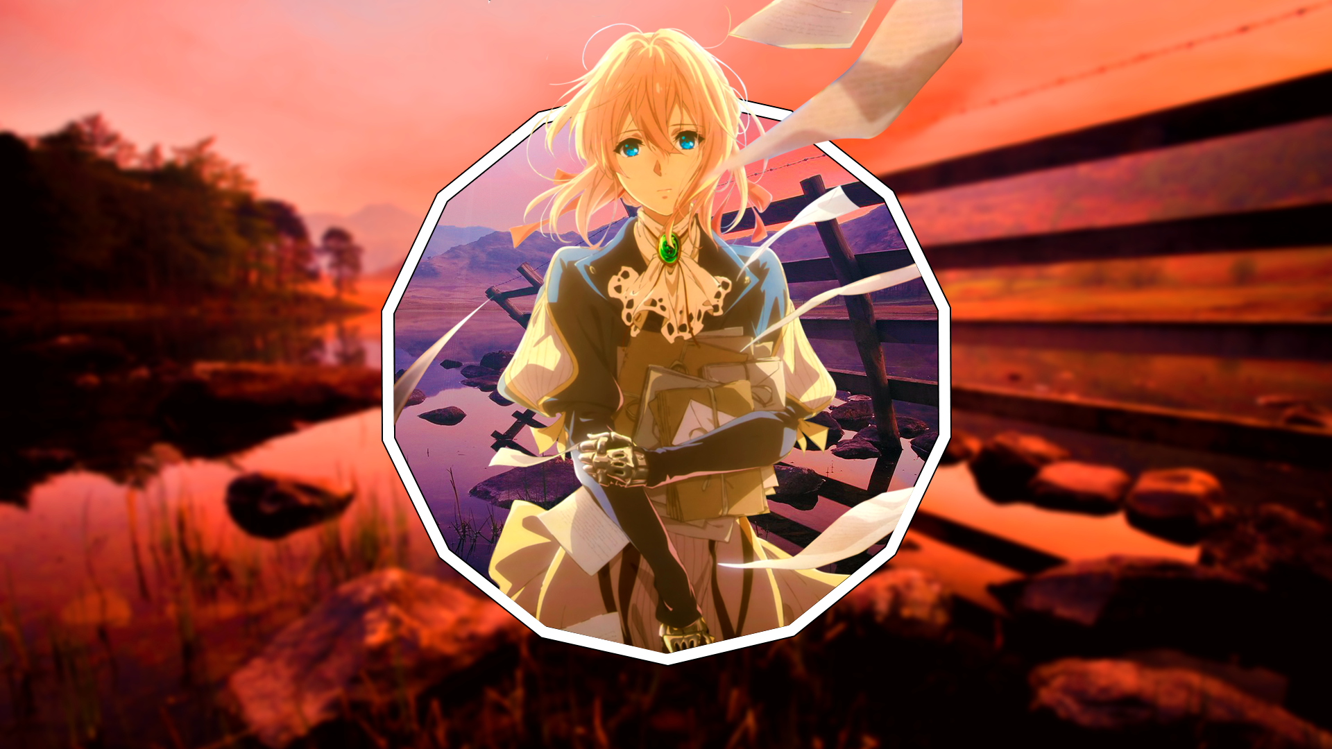 Violet Evergarden, violet, picture-in-picture, anime girls, HD Wallpaper