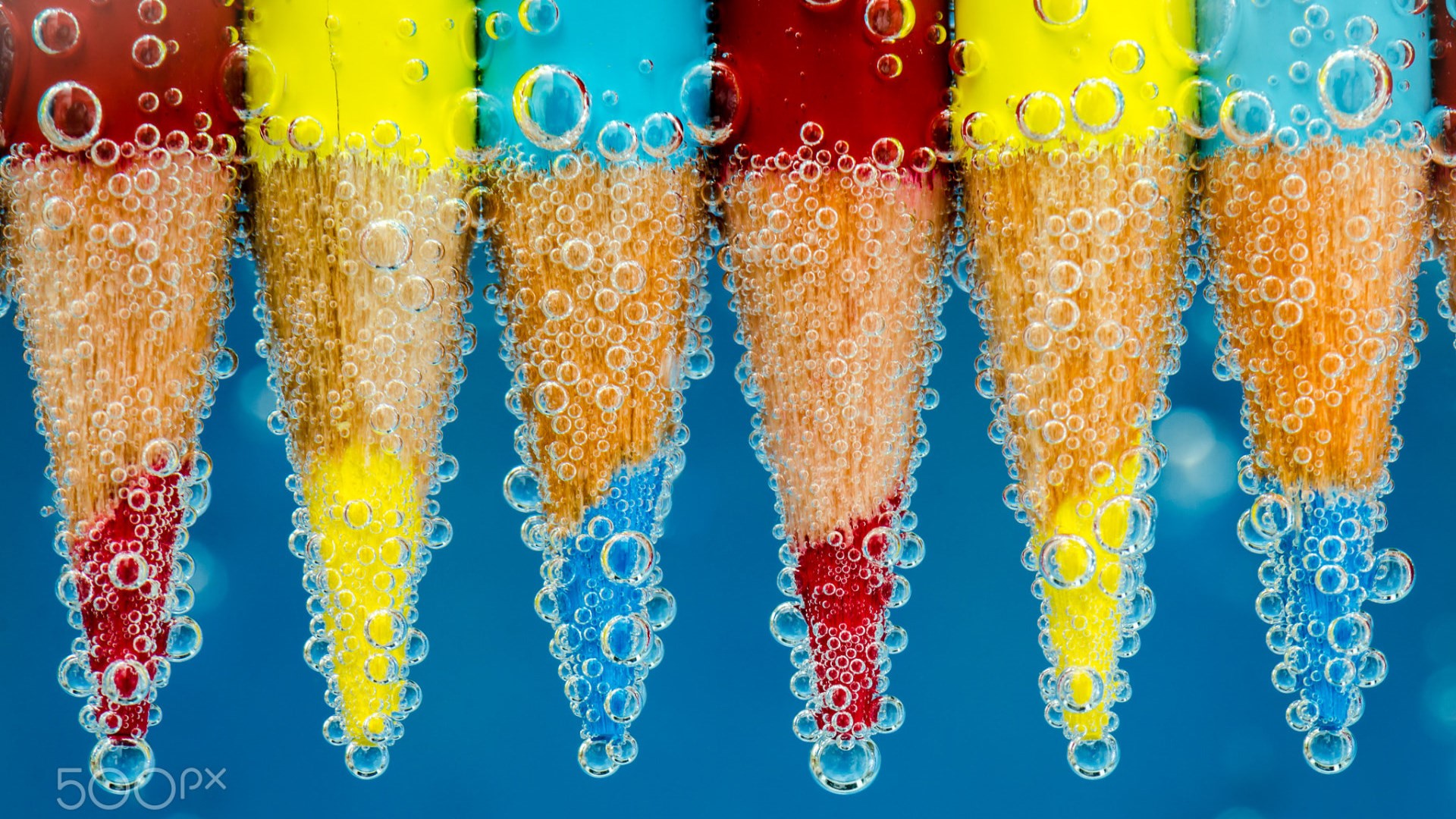 colorful, pencils, water, 500px, HD Wallpaper