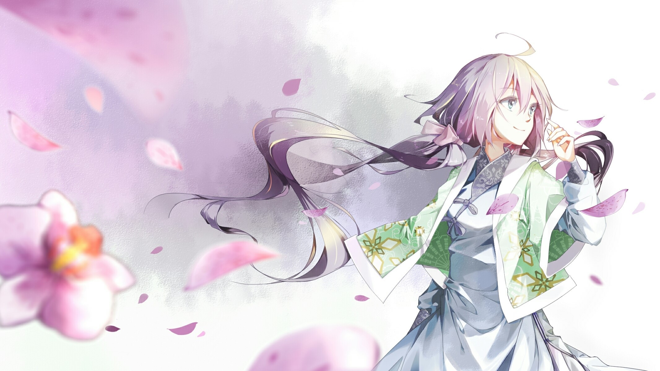 anime, anime girls, sakura (tree), pink flowers, HD Wallpaper