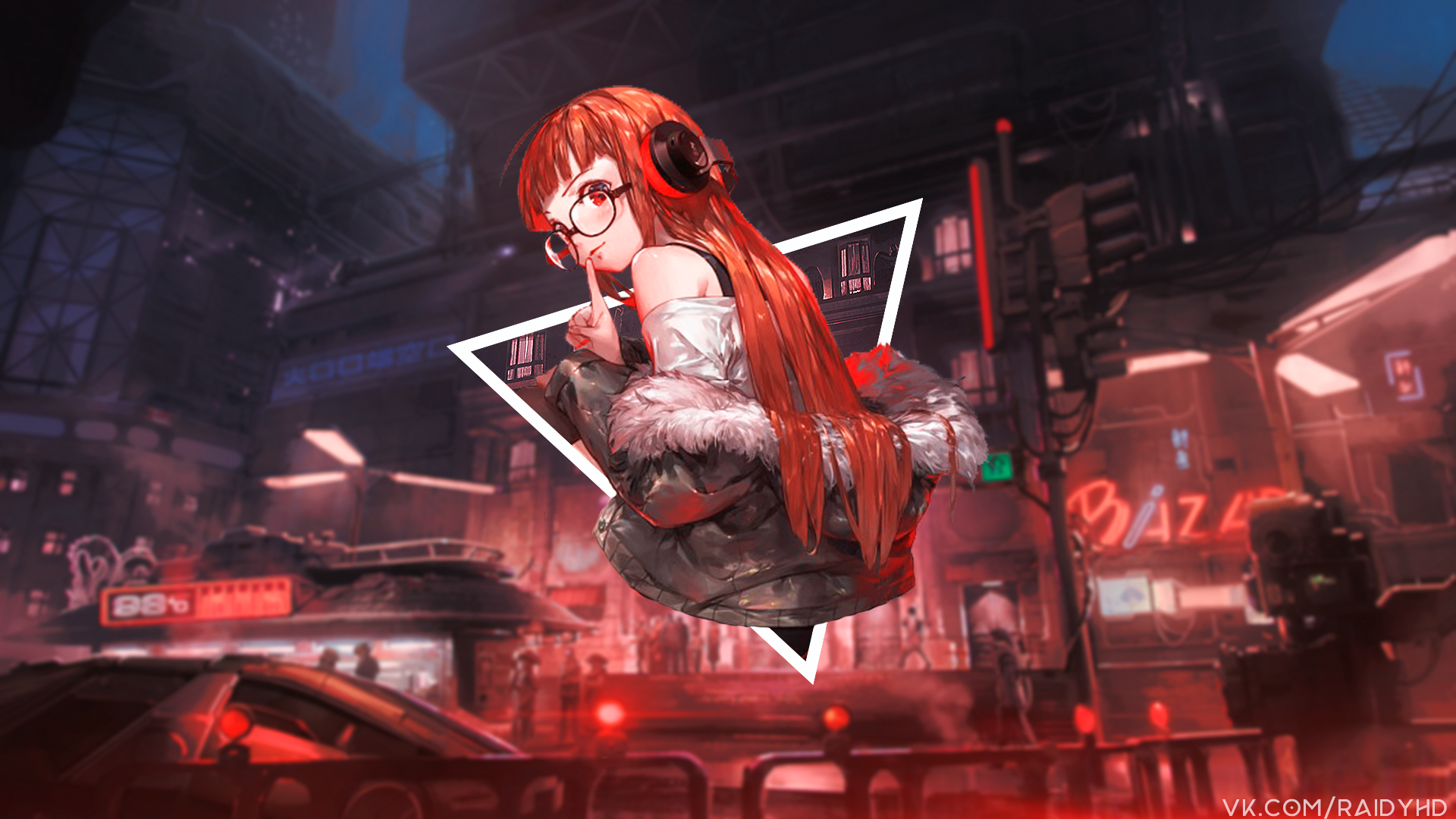 anime, anime girls, picture-in-picture, neon, Persona 5, Persona series, HD Wallpaper