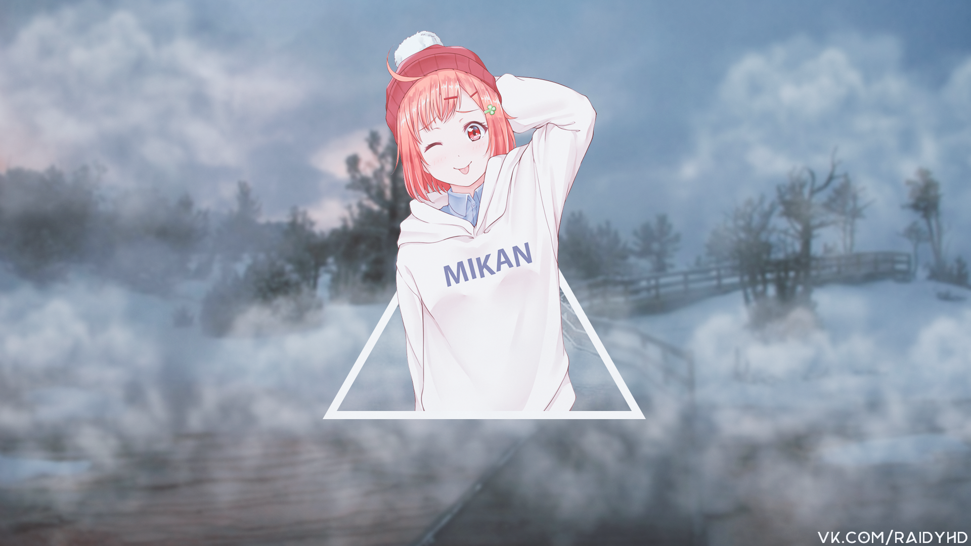 anime, anime girls, picture-in-picture, winter, Takami Chika, Love Live! Sunshine, HD Wallpaper