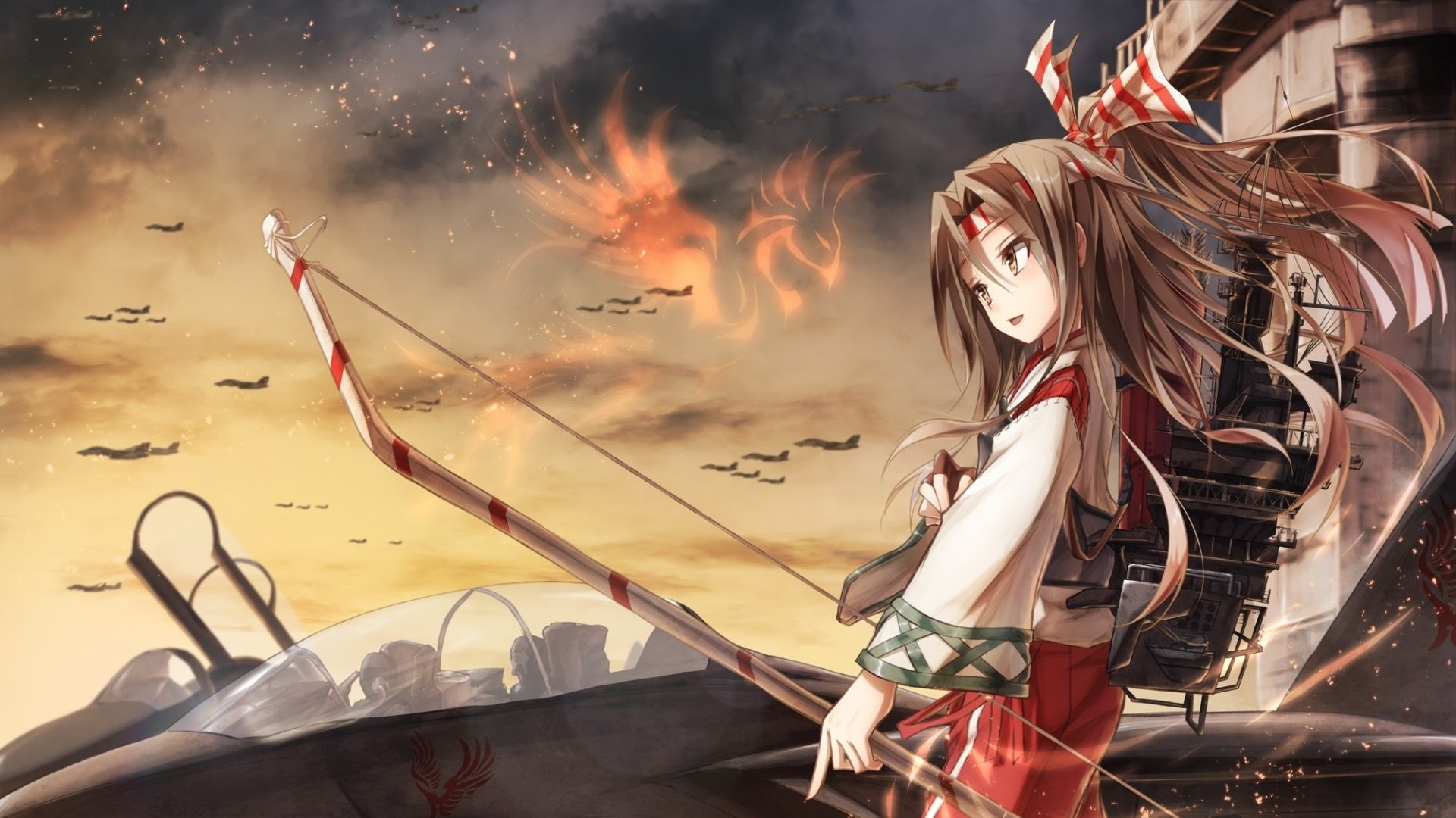 anime, anime girls, bow, brunette, HD Wallpaper