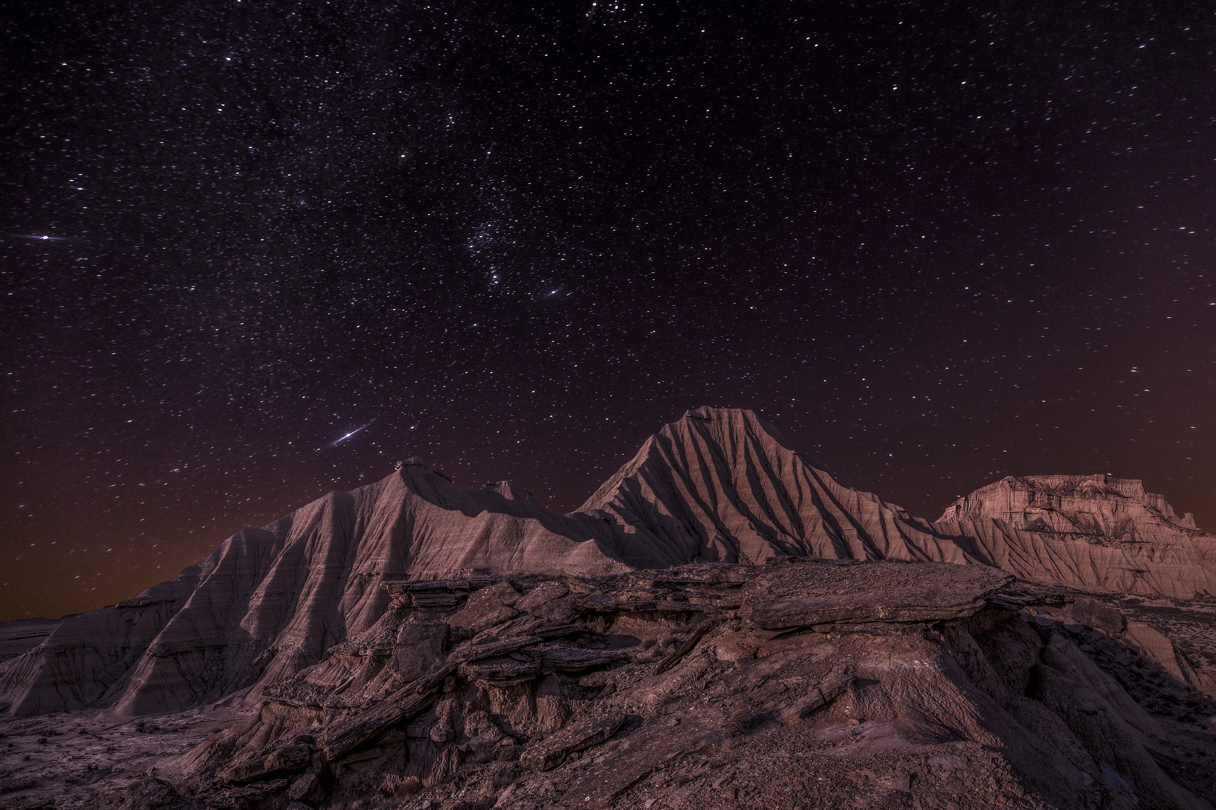 sky, nature, rock, stars, landscape, night, HD Wallpaper