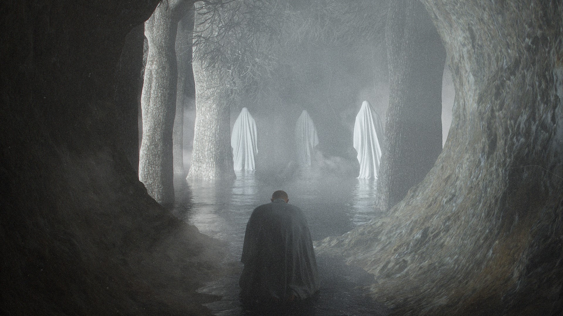 stuz0r, Stuart Lippincott, priest, Cinema 4D, dark, lights, HD Wallpaper