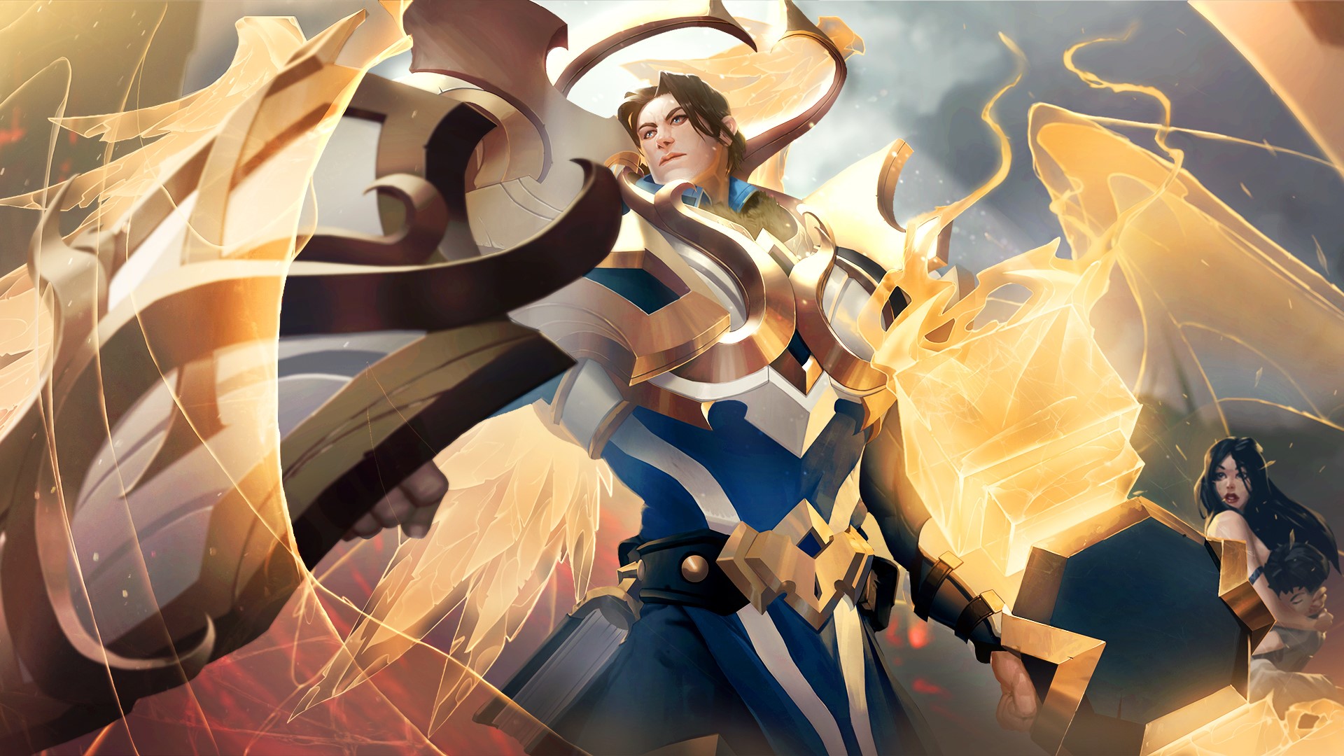 video games, Battlerite, Paladin, men, armor, artwork, digital art, Ulric (Battlerite), yellow, HD Wallpaper