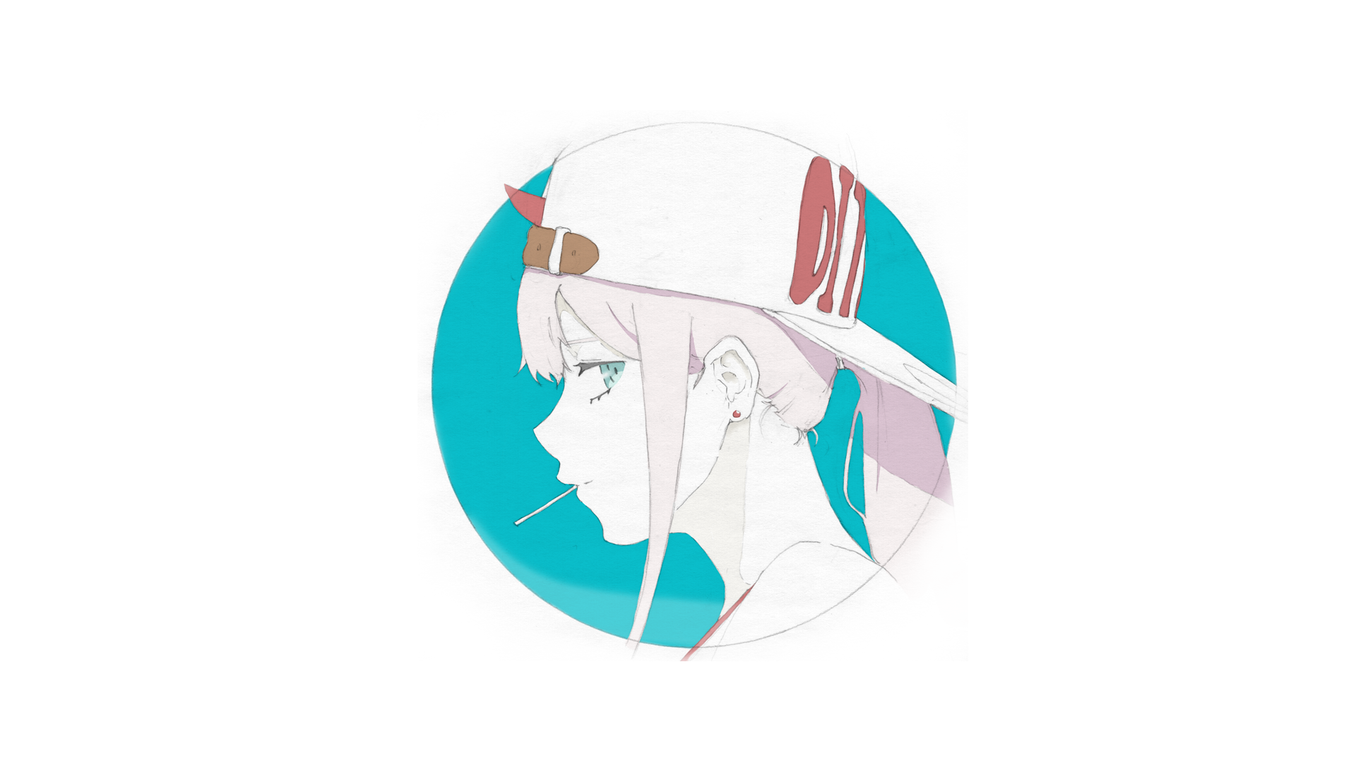 Darling in the FranXX, anime girls, Zero Two (Darling in the FranXX), pink hair, white background, cyan, HD Wallpaper
